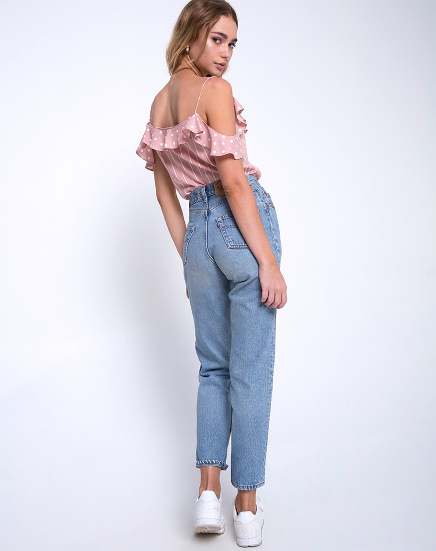Imagen de Reilly Corpiño con hombros fríos en Spot Stripe Rosa y Blanco
