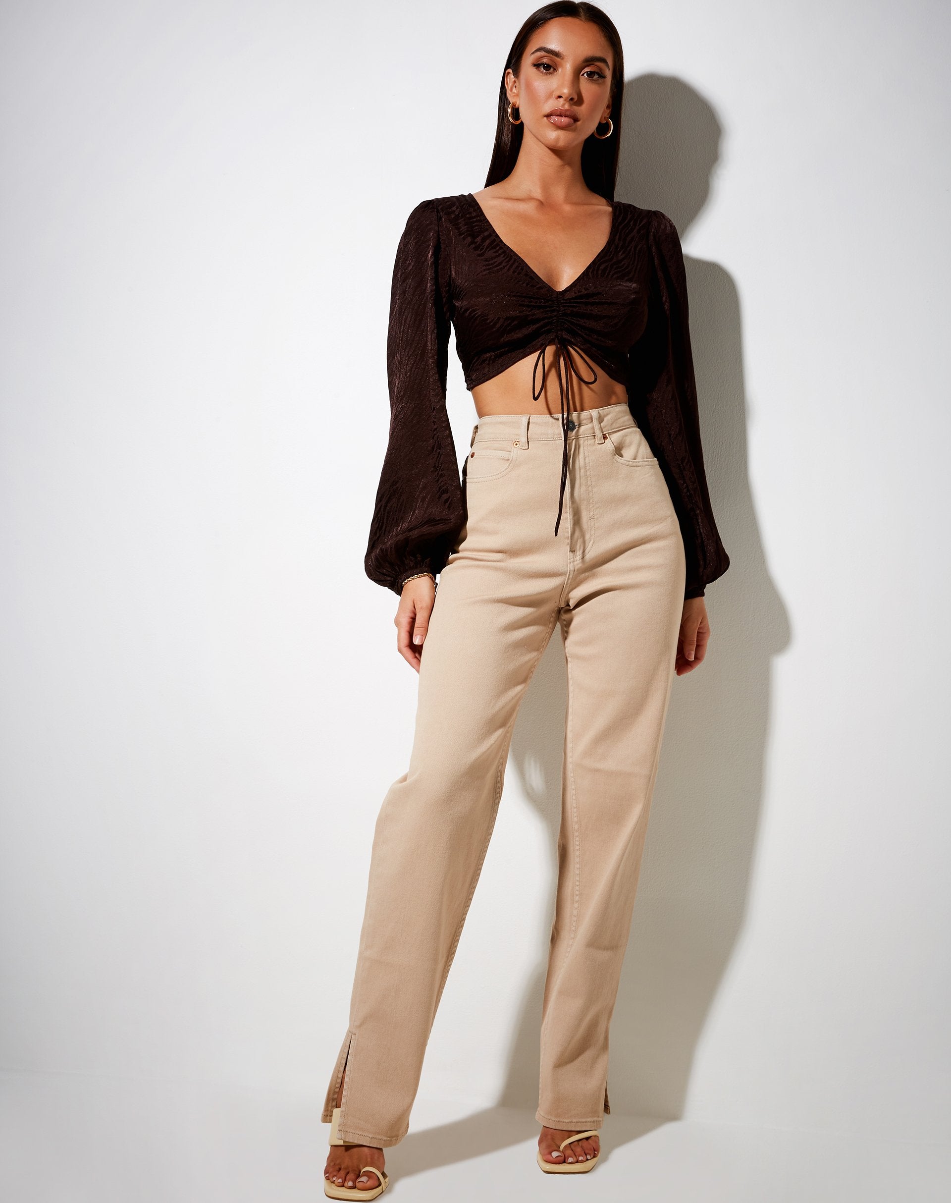 Imagen de Reilo Crop Top en satén cebra Chocolate amargo
