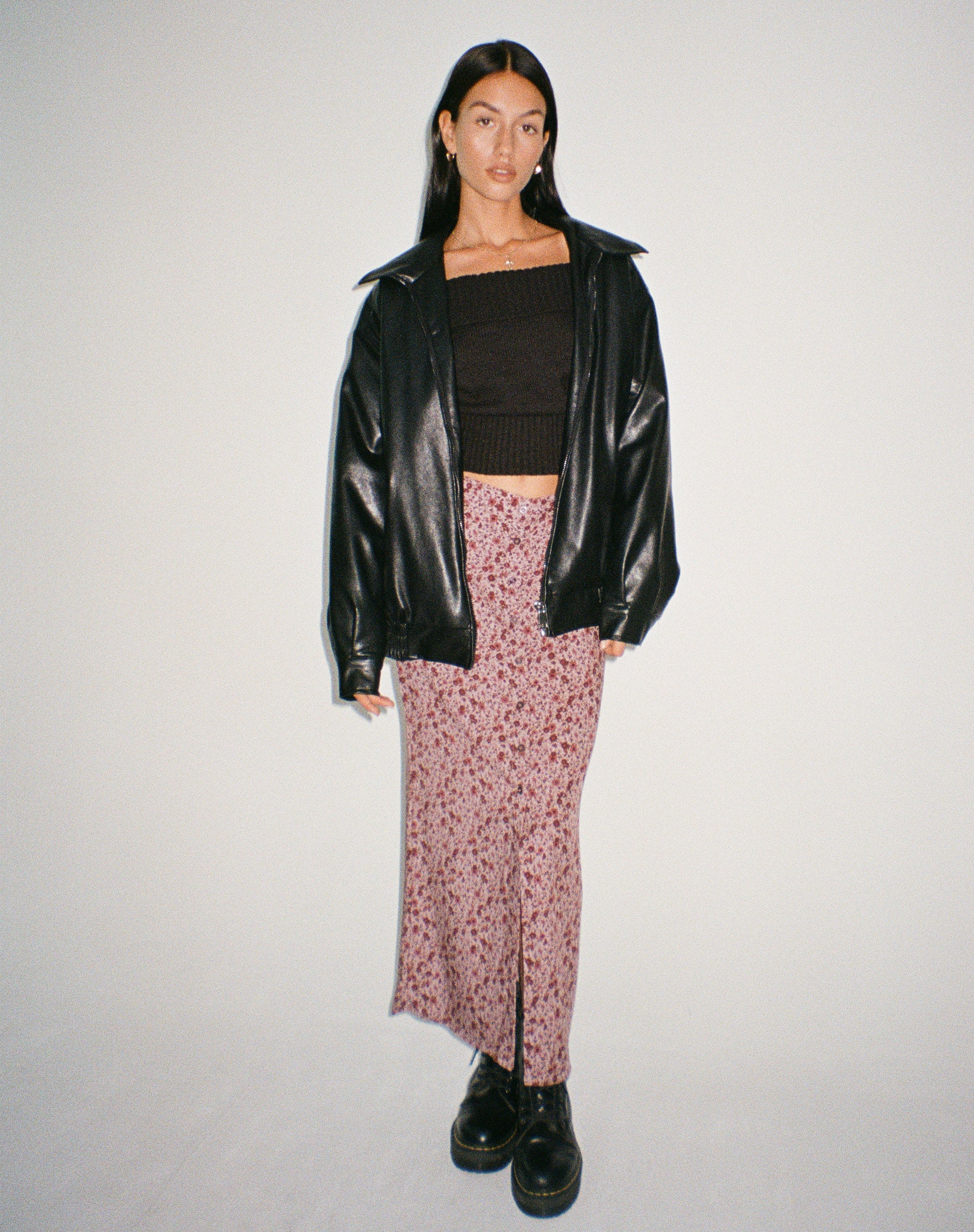 imagen de Relow Maxi Skirt in 90's Floral Burgundy