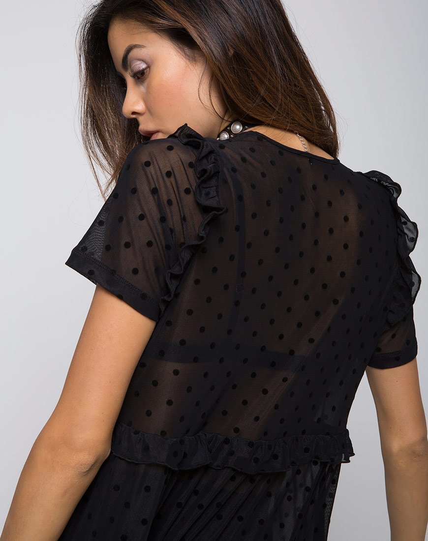 Imagen de Remy Vestido midi en red de lunares negro