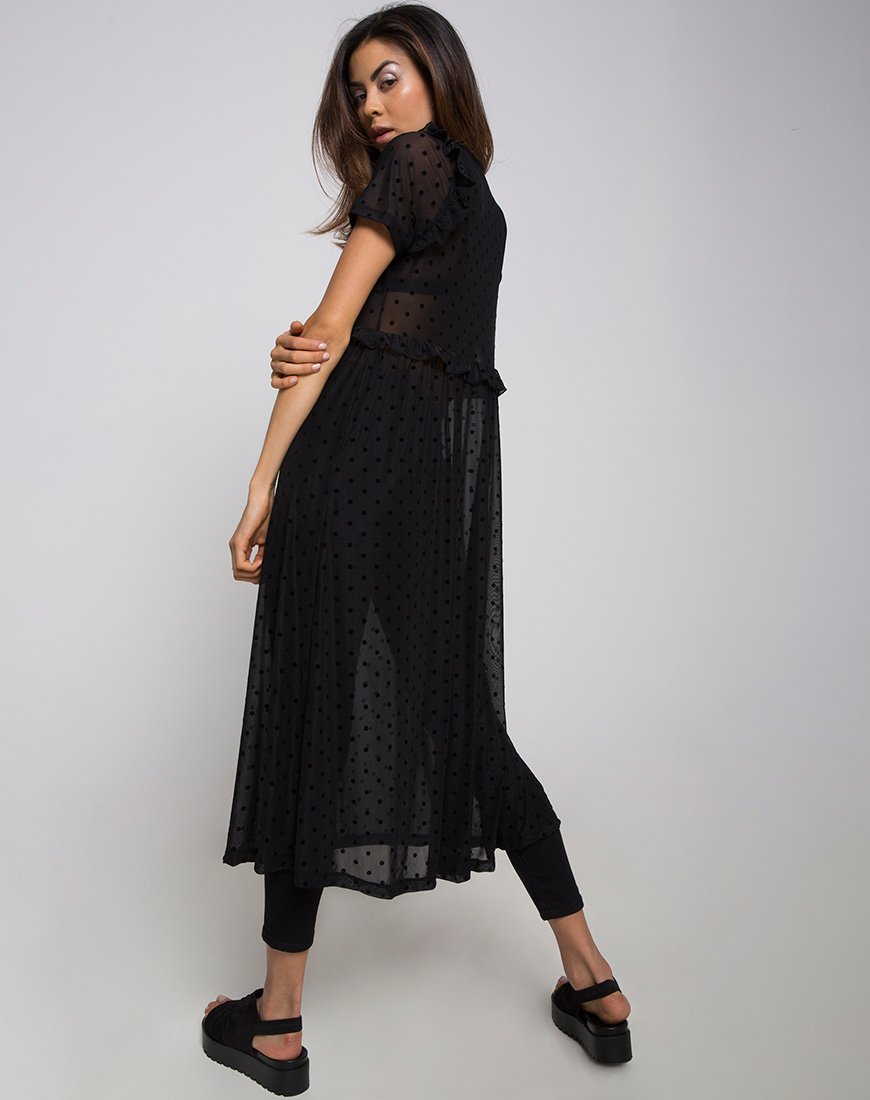 Imagen de Remy Vestido midi en red de lunares negro