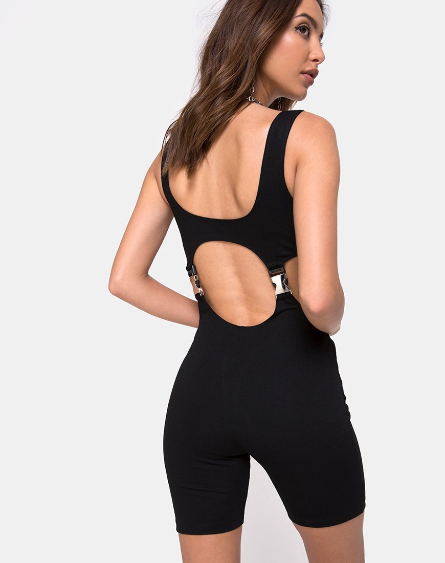 Imagen de Requi Unitard en negro con hebillas plateadas