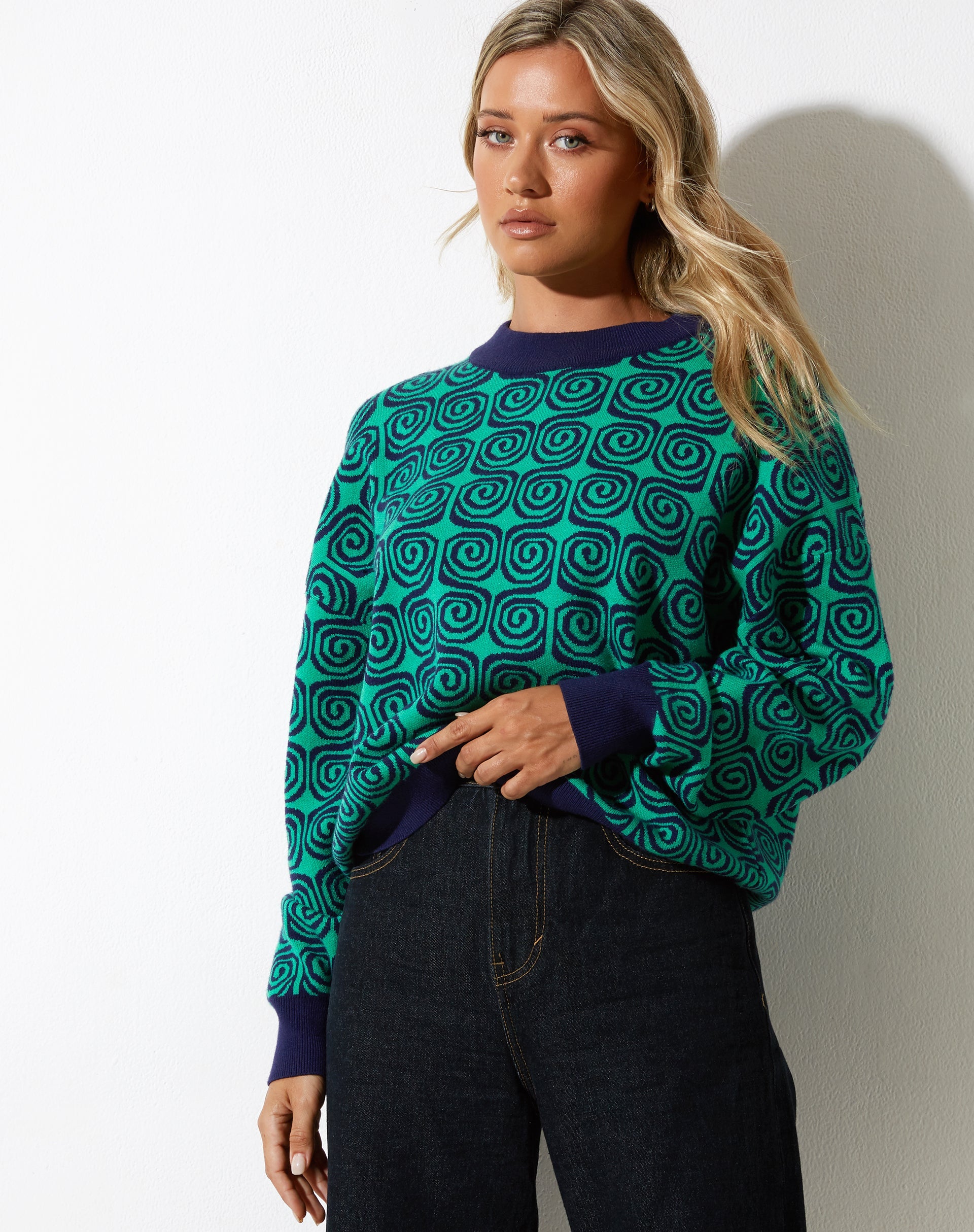 Imagen del jersey Ammar en espiral verde y azul