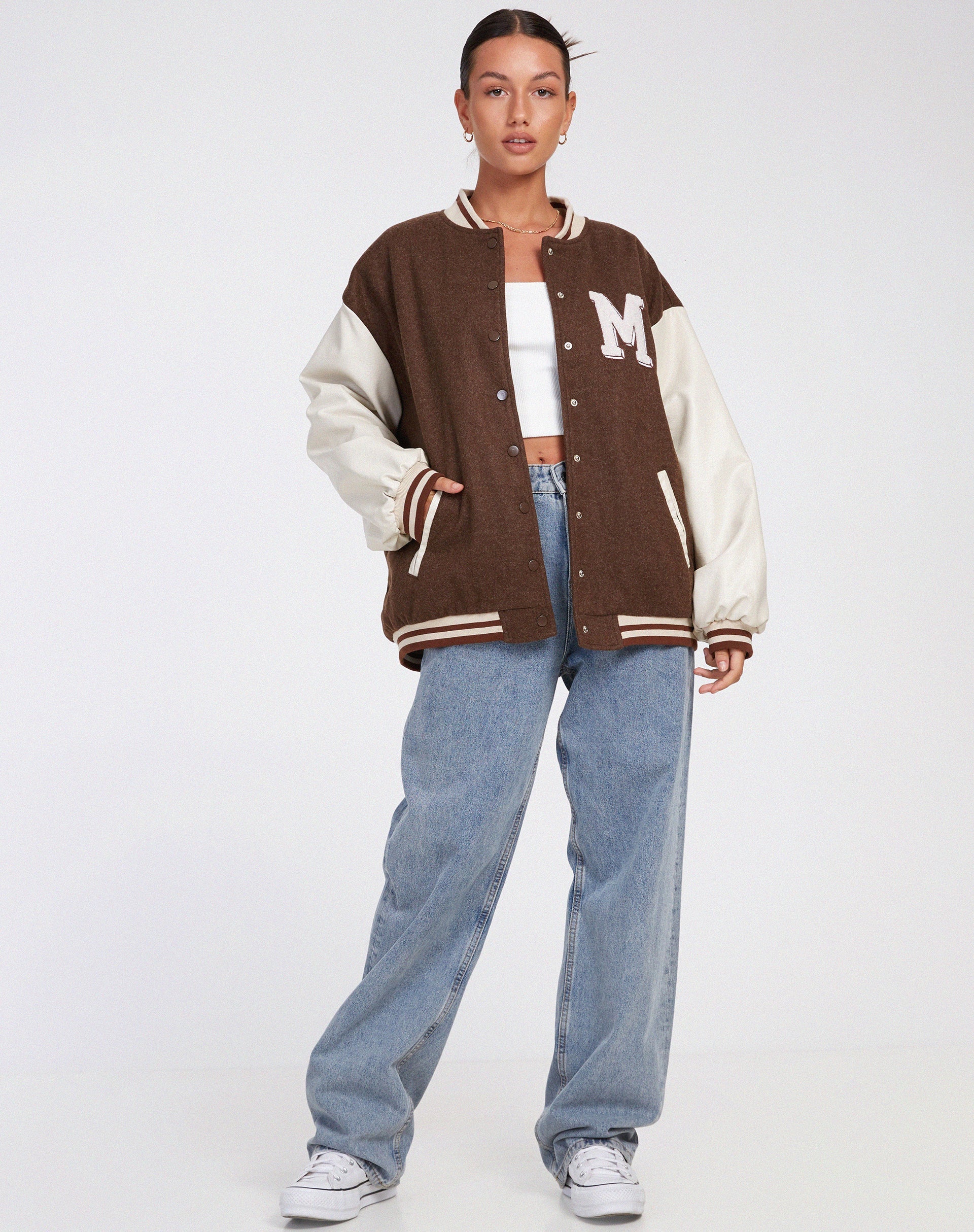 Imagen de la chaqueta Bama Varsity en marrón Beige