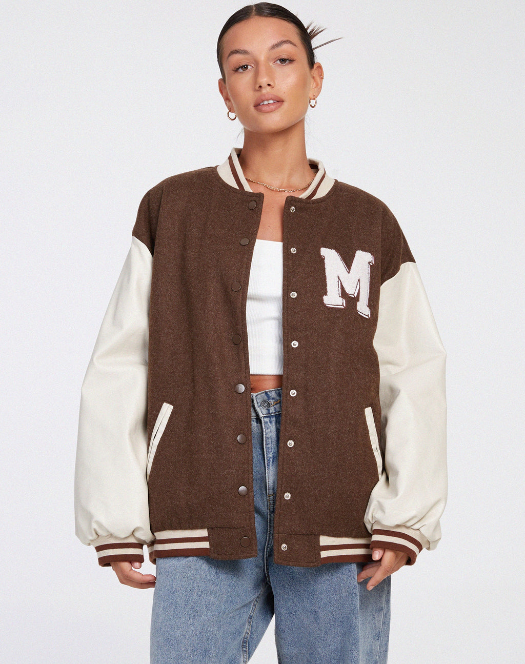 Chaqueta Bama Varsity en marrón beige