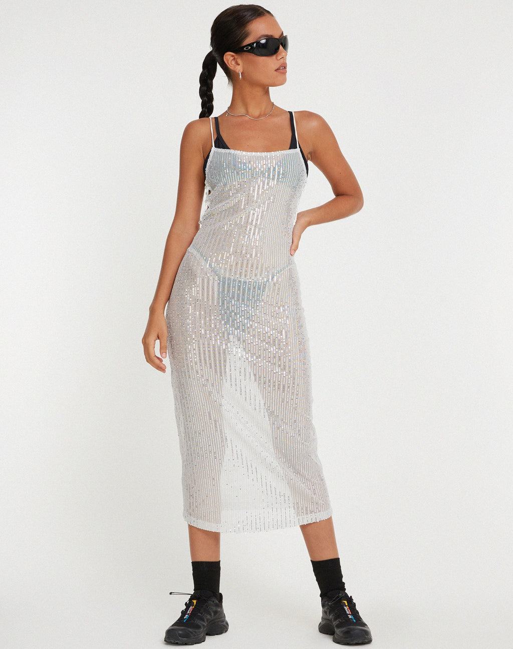Vestido Bidelia de lentejuelas plateadas