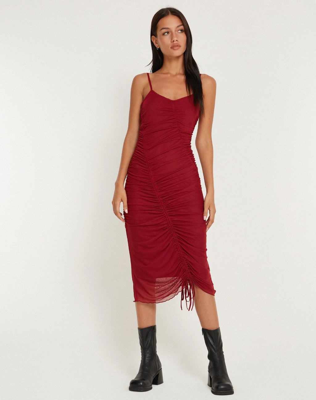 Vestido Dulcia Midi en Borgoña