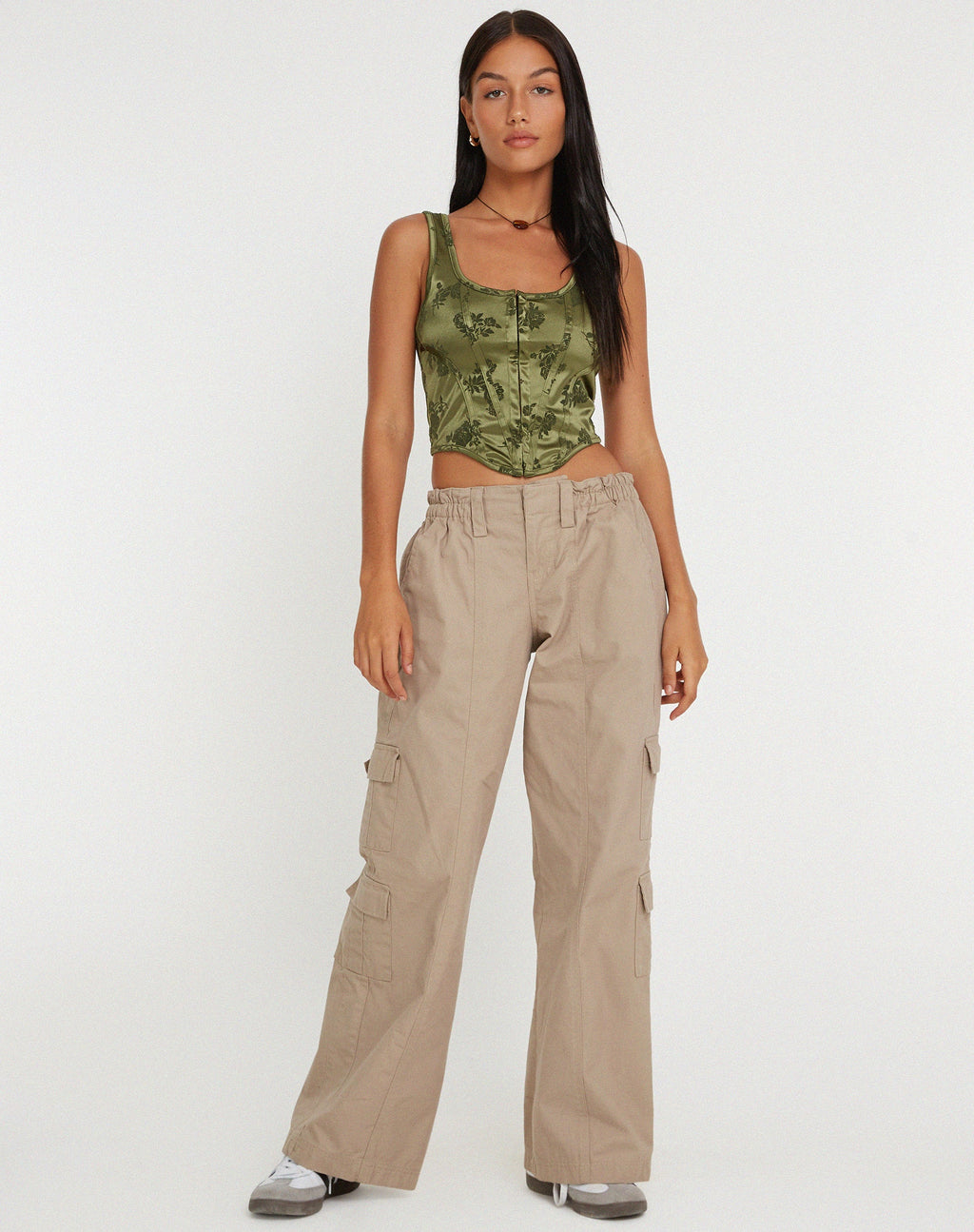 Top Corsé Elciva en Flock Rosa Verde Loden