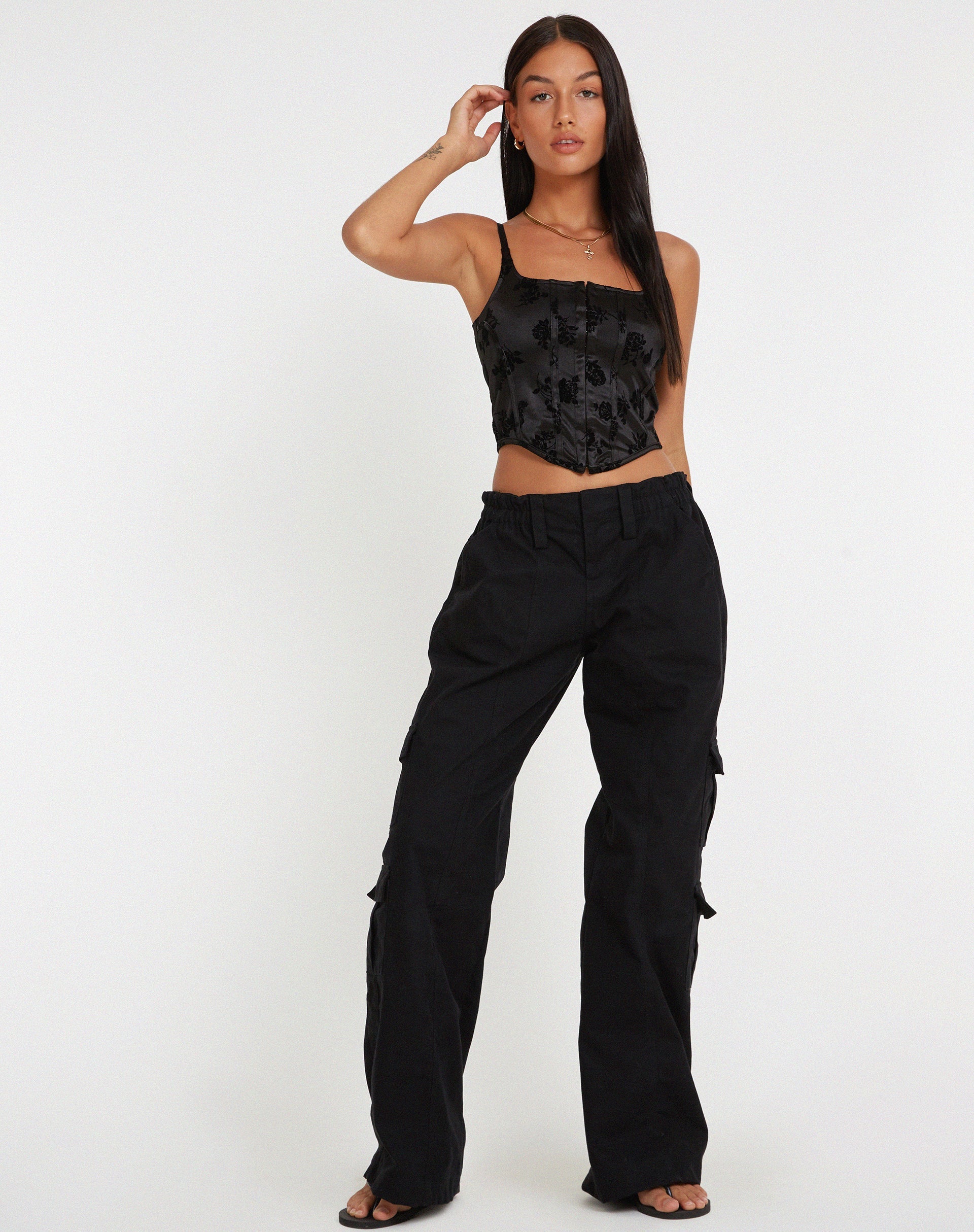 imagen de Ello Corset Top en Black Rose Flock