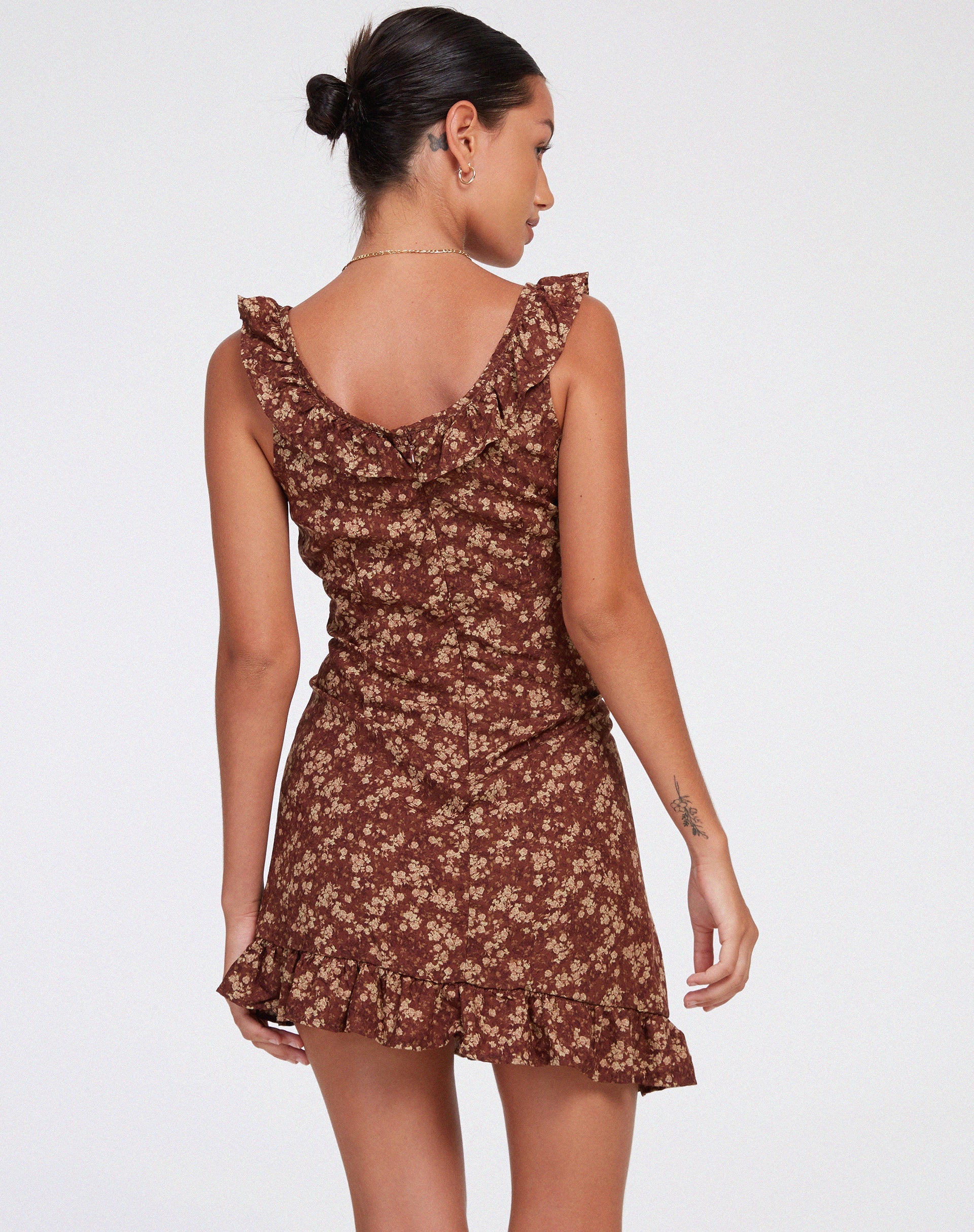 IMAGEN DE Felirose Slip Dress in Earthy Floral Brown