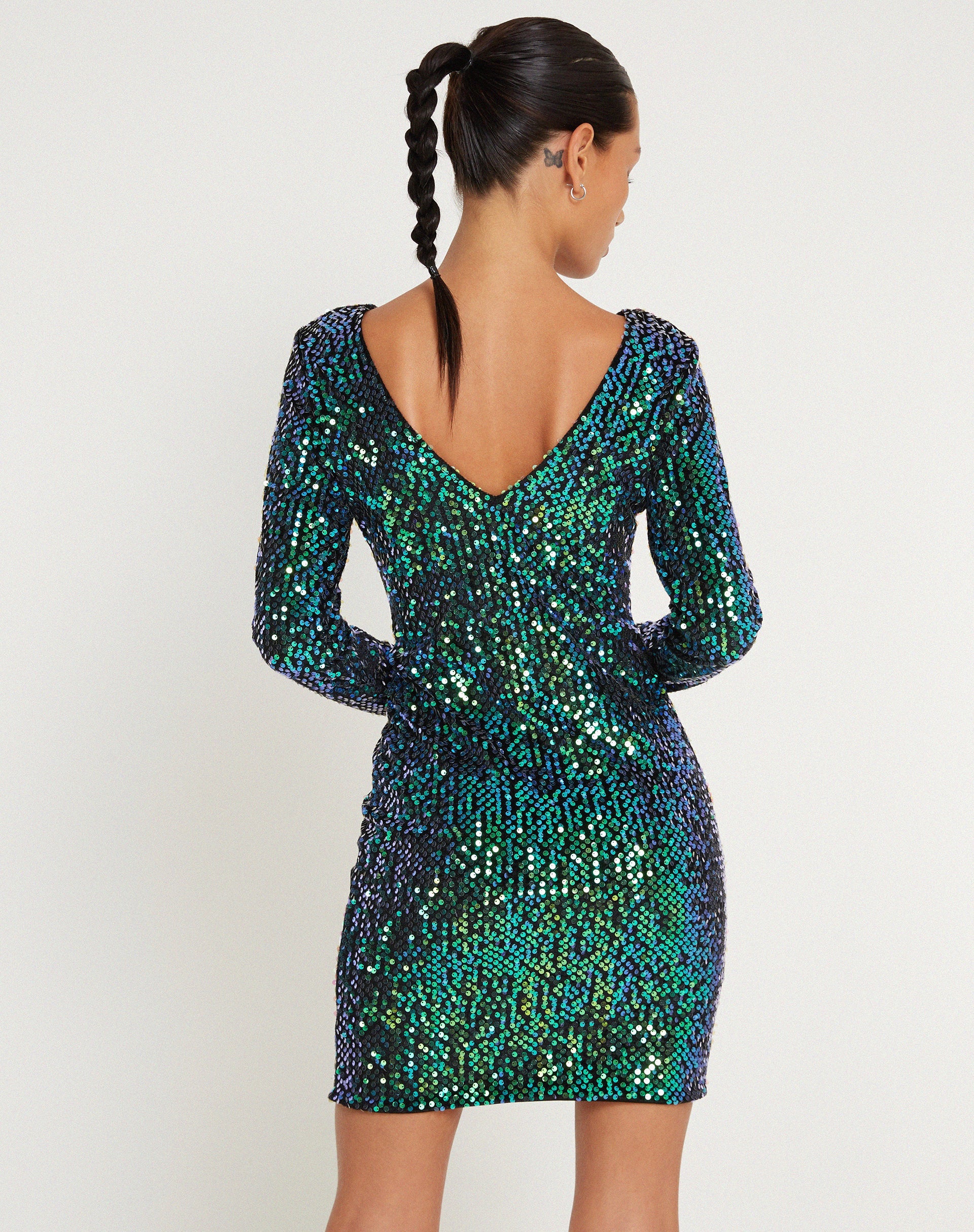 imagen de Gabby Mini Dress in Sequin Green Iridescent
