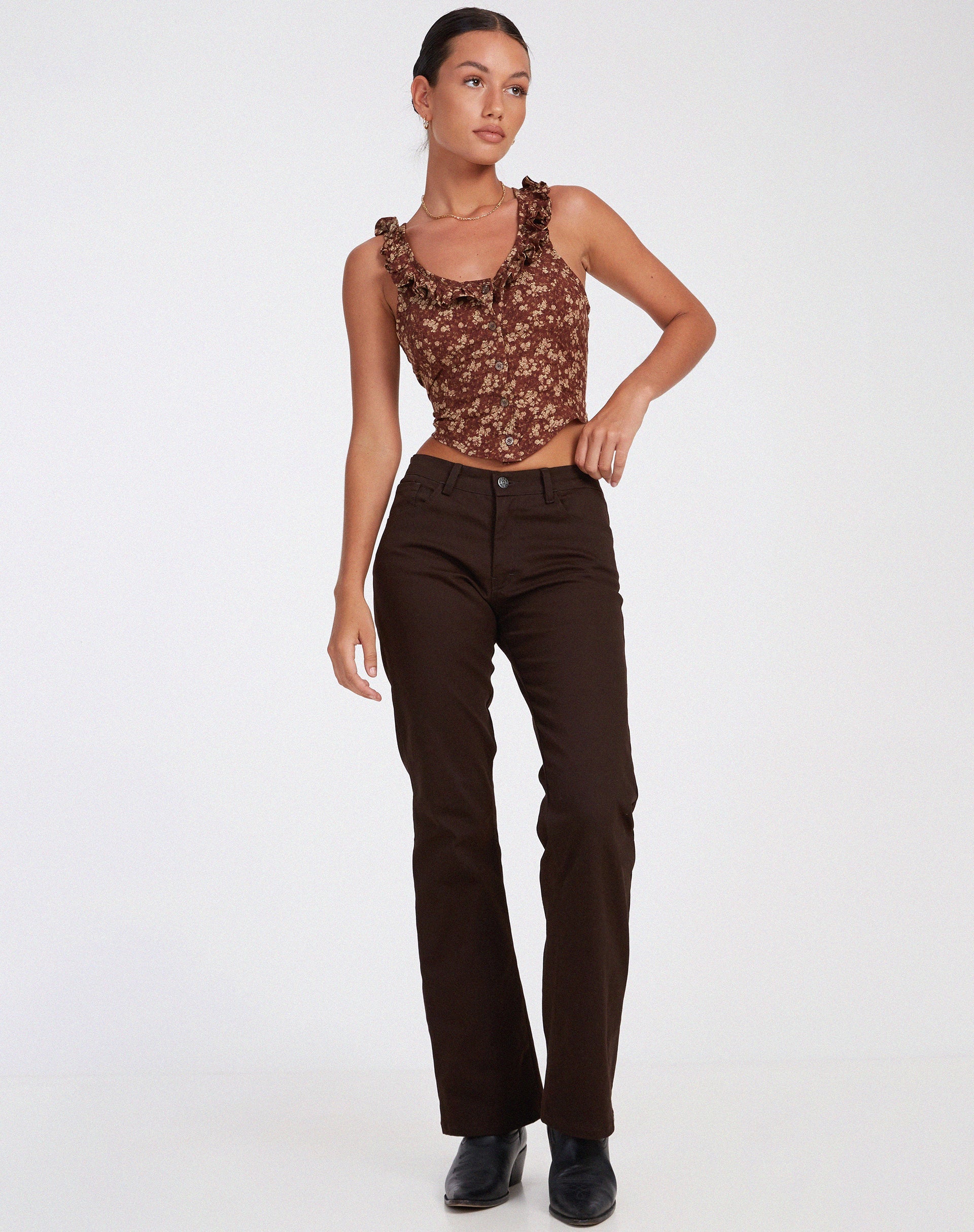 IMAGEN DE Julka Cami Top en Floral Marrón Tierra
