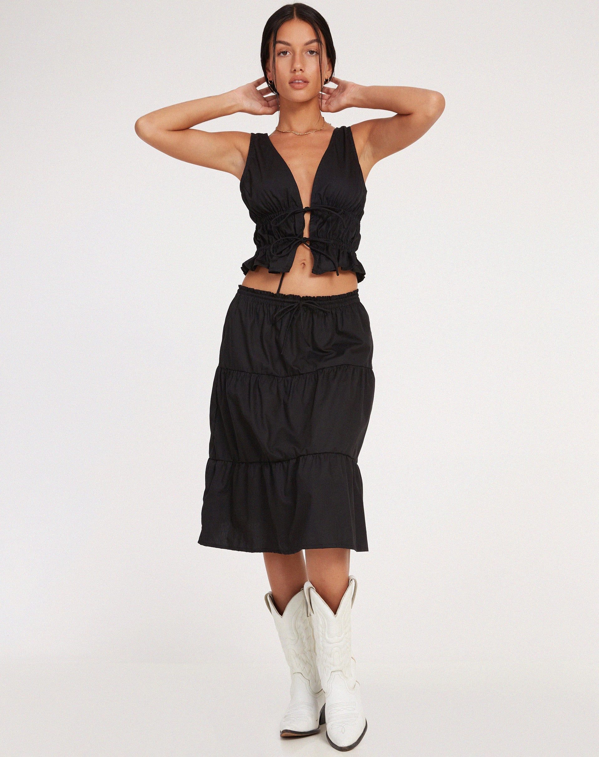 imagen de Reef Midi Skirt in Poplin Black