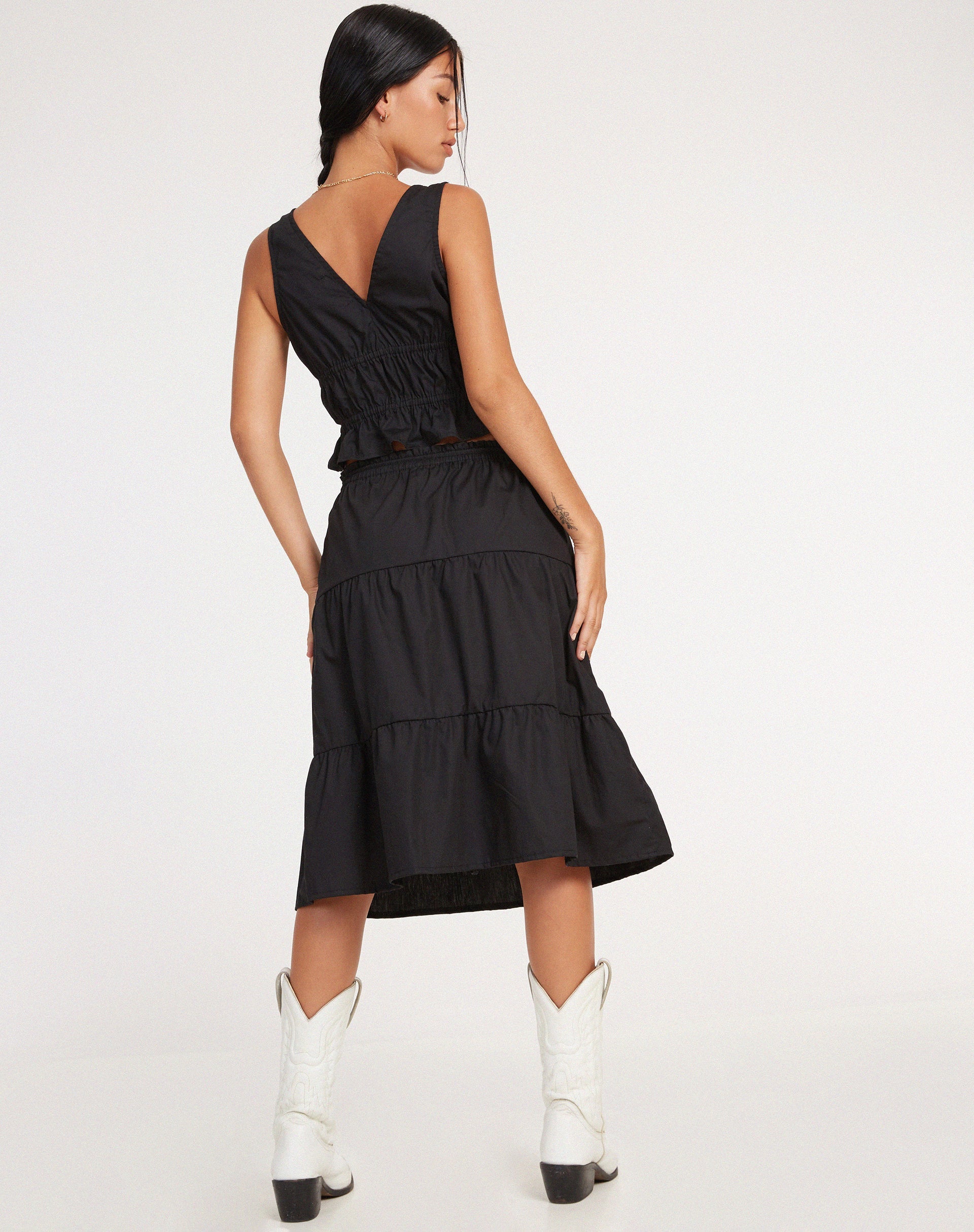 imagen de Reef Midi Skirt in Poplin Black