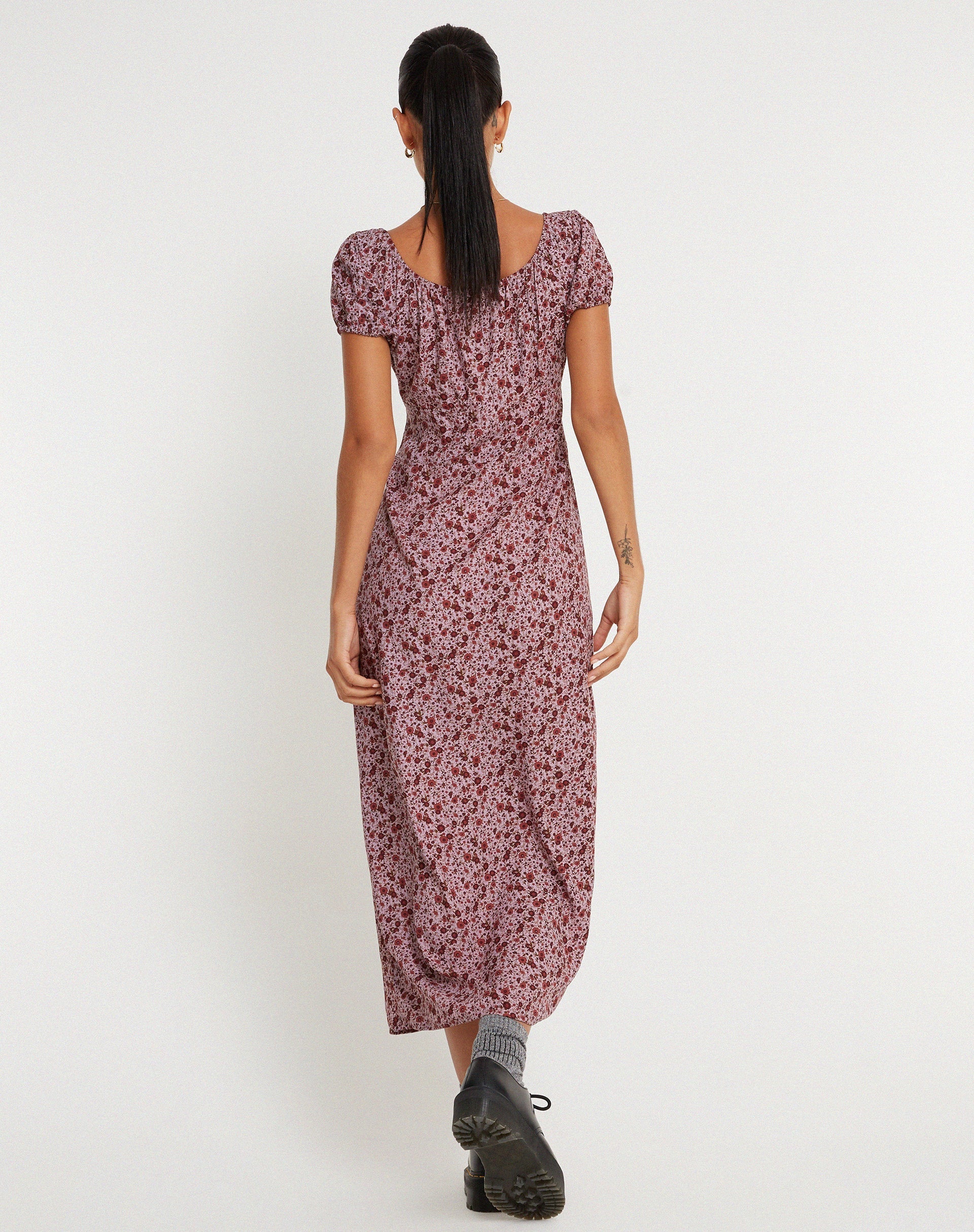 IMAGEN DE Vestido Larson Midi en 90's Floral Borgoña