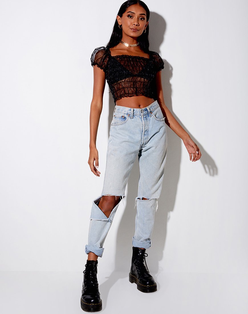 Imagen de Marilla Crop Top en organza negra