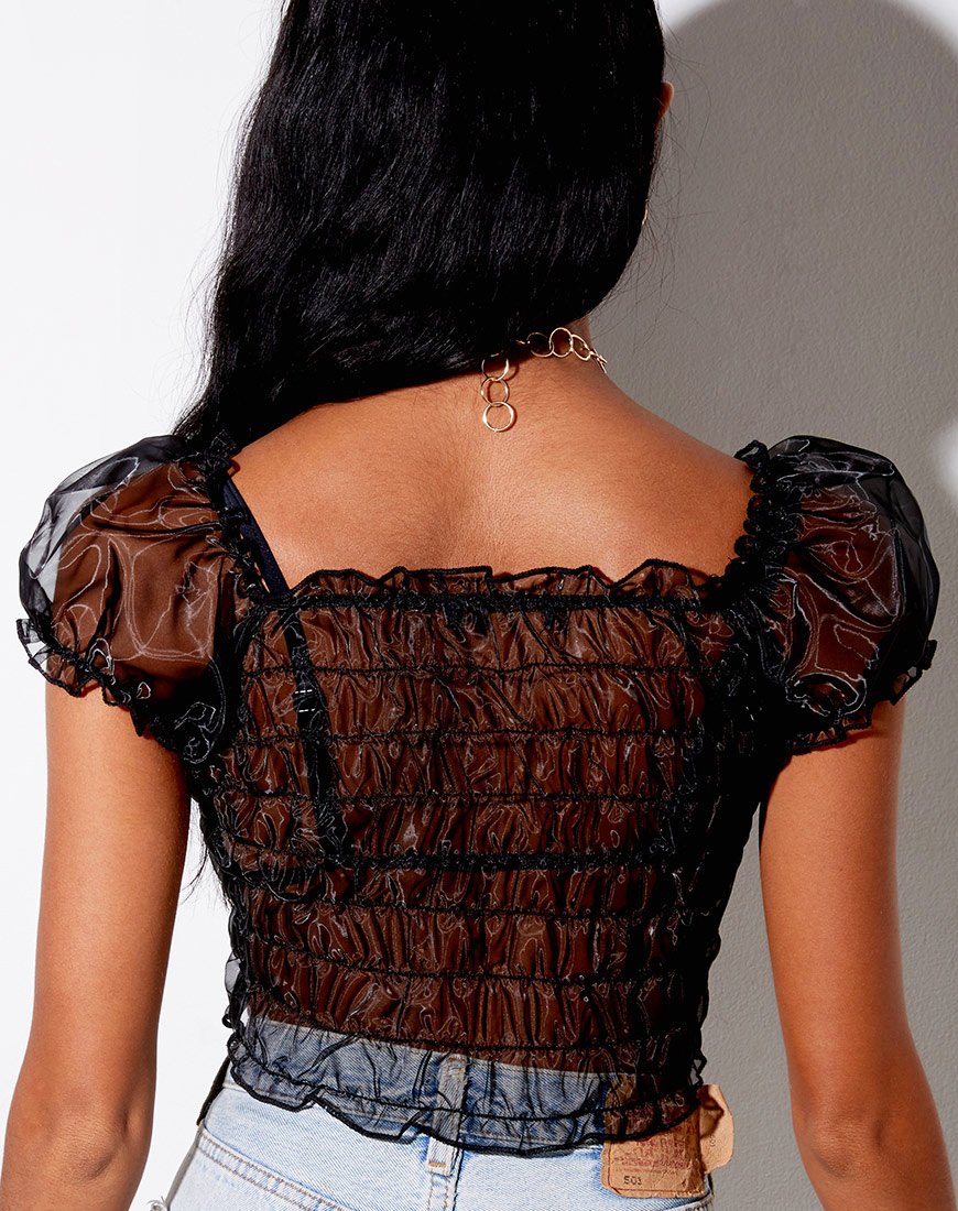 Top Marilla de organza negra