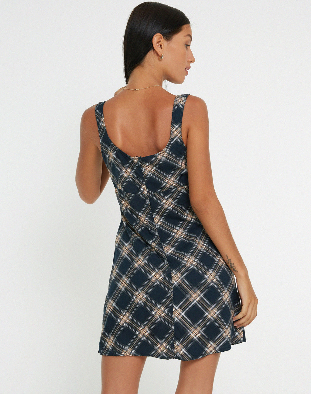 Mehra Slip Dress en cuadros de los años 20 negro y gris