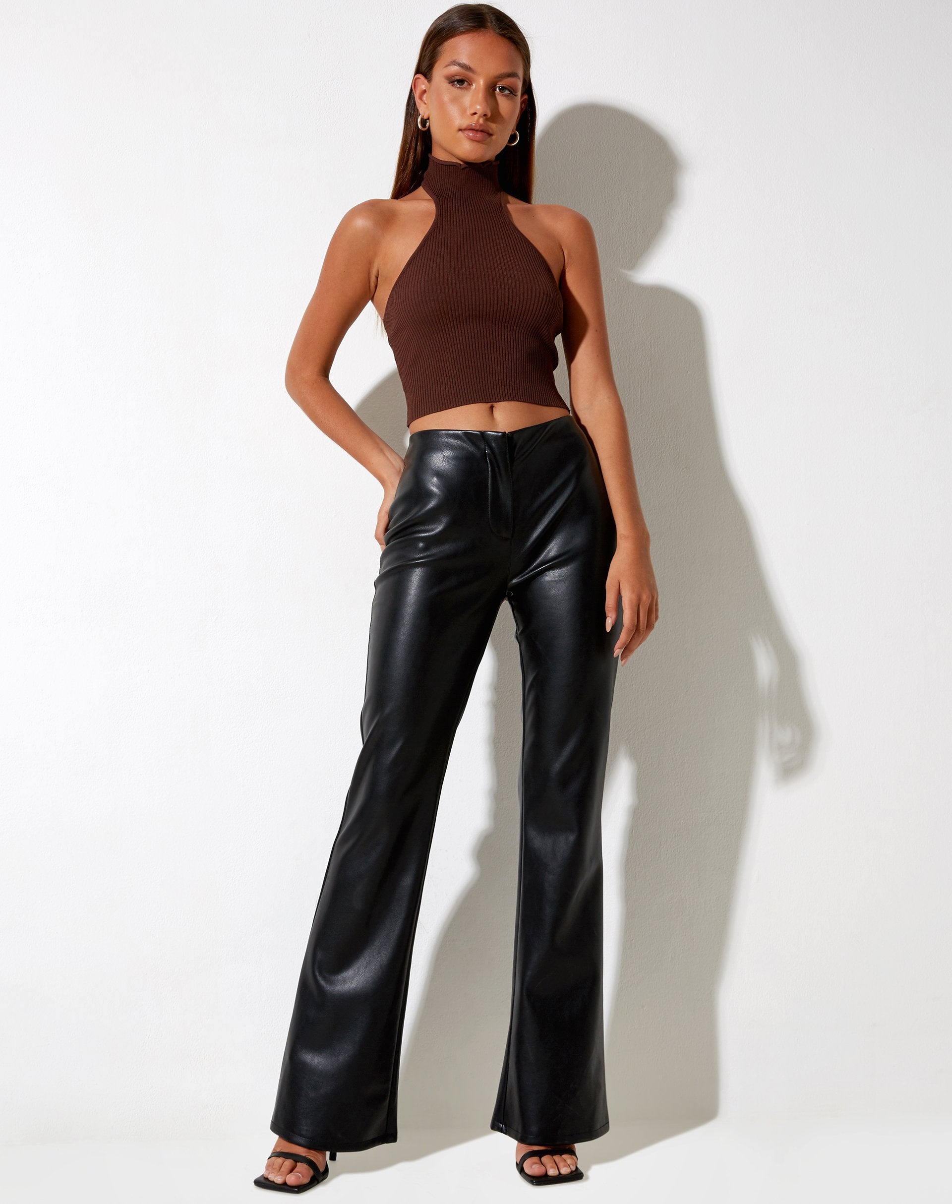 Imagen de Moila Crop Top de punto Chocolate