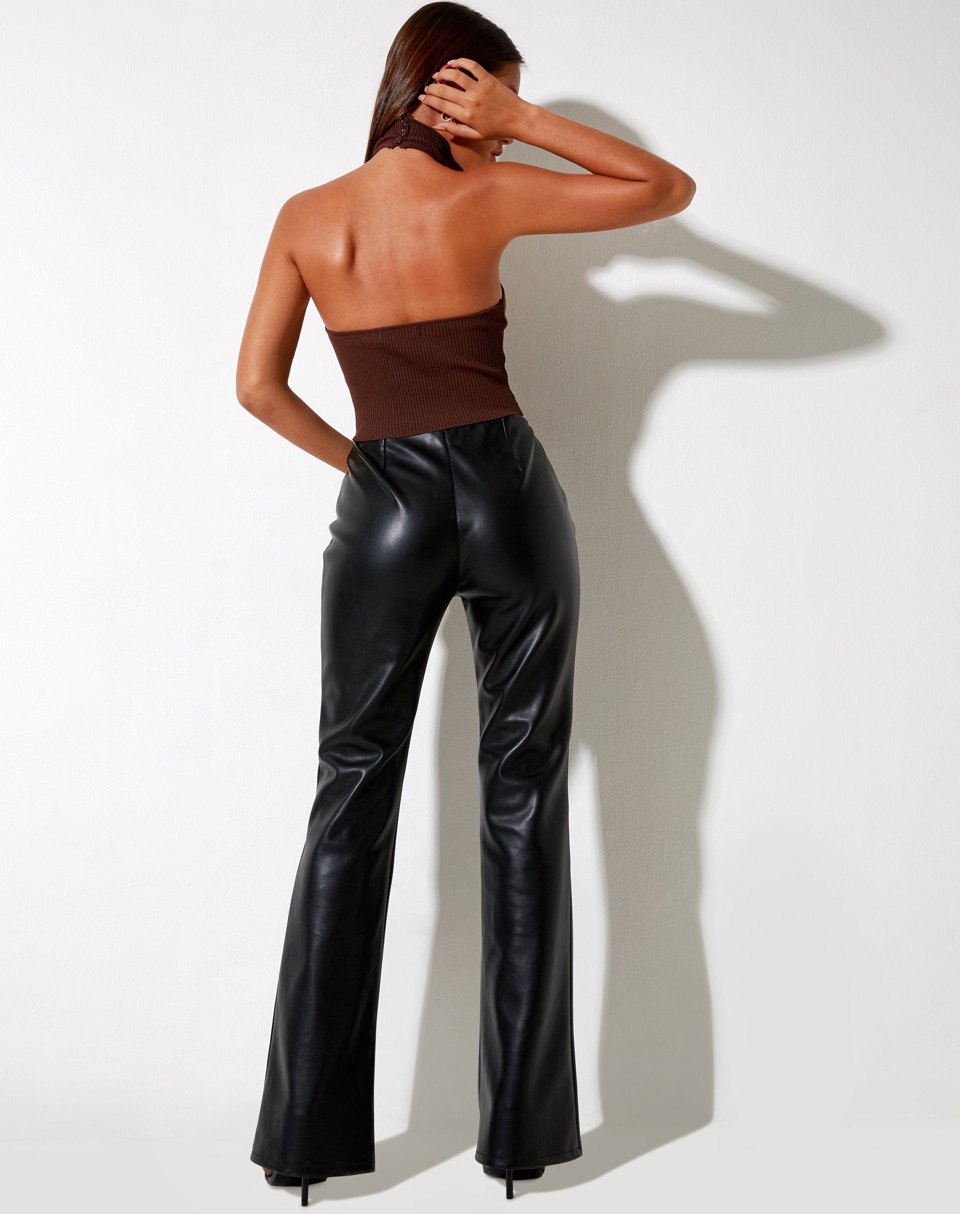 Imagen de Moila Crop Top de punto Chocolate