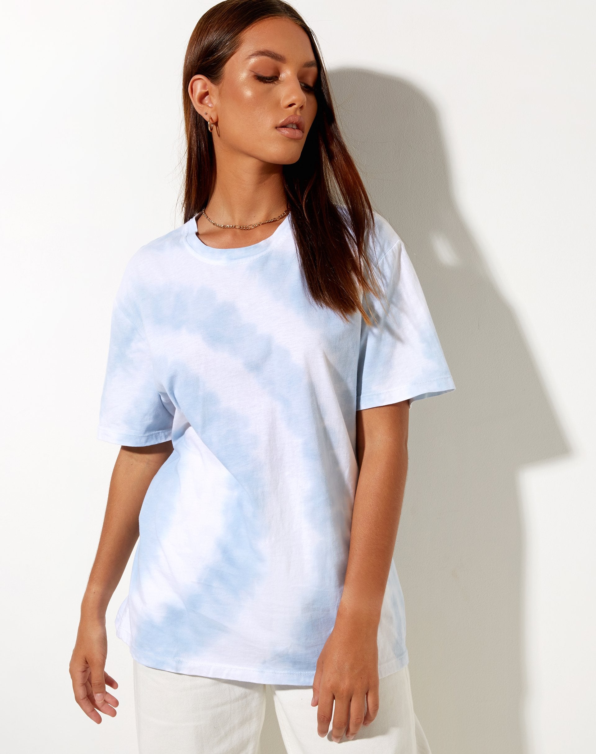 Imagen de Oversize Basic Tee in Blue and White Swirl Tie Dye