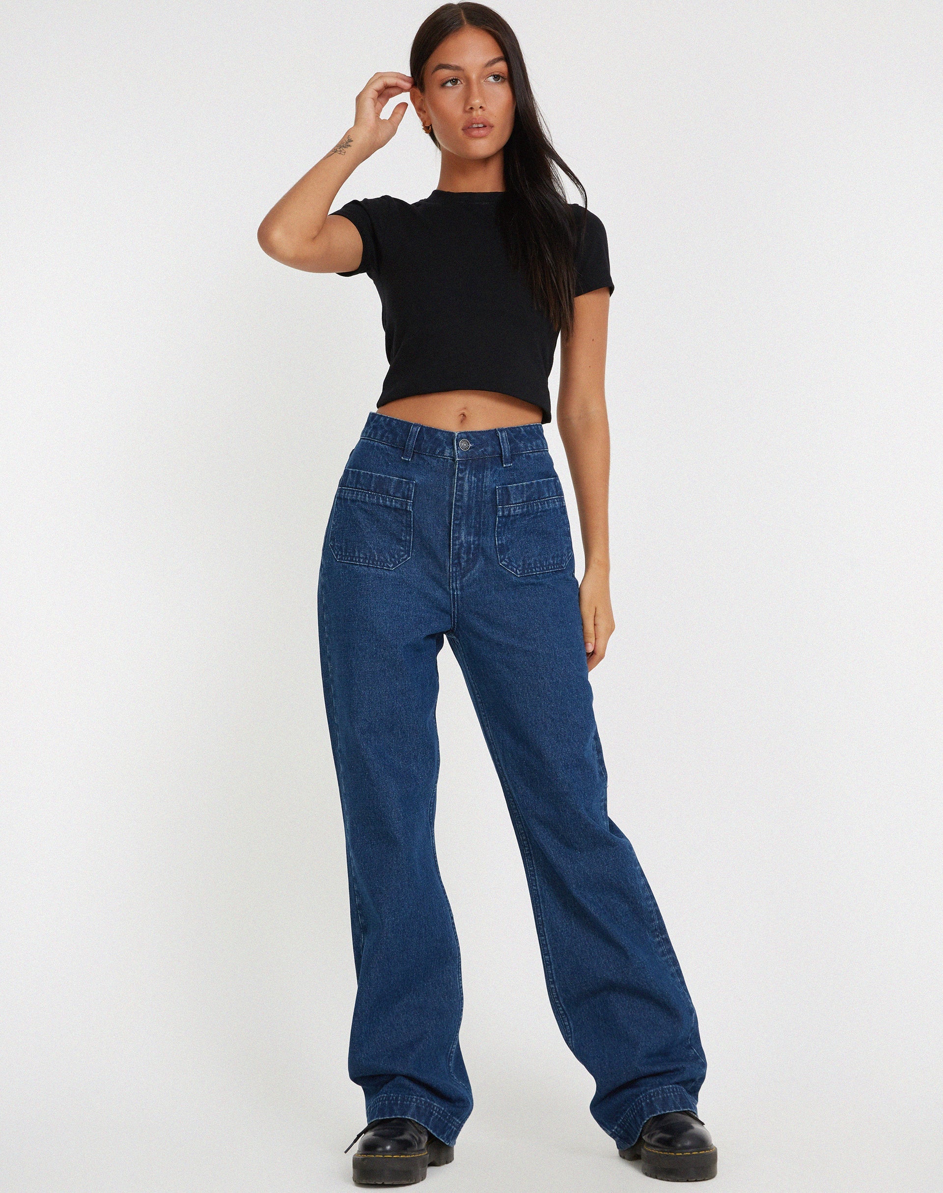 Imagen de Retro Pocket Flare Jeans in 90's Indigo