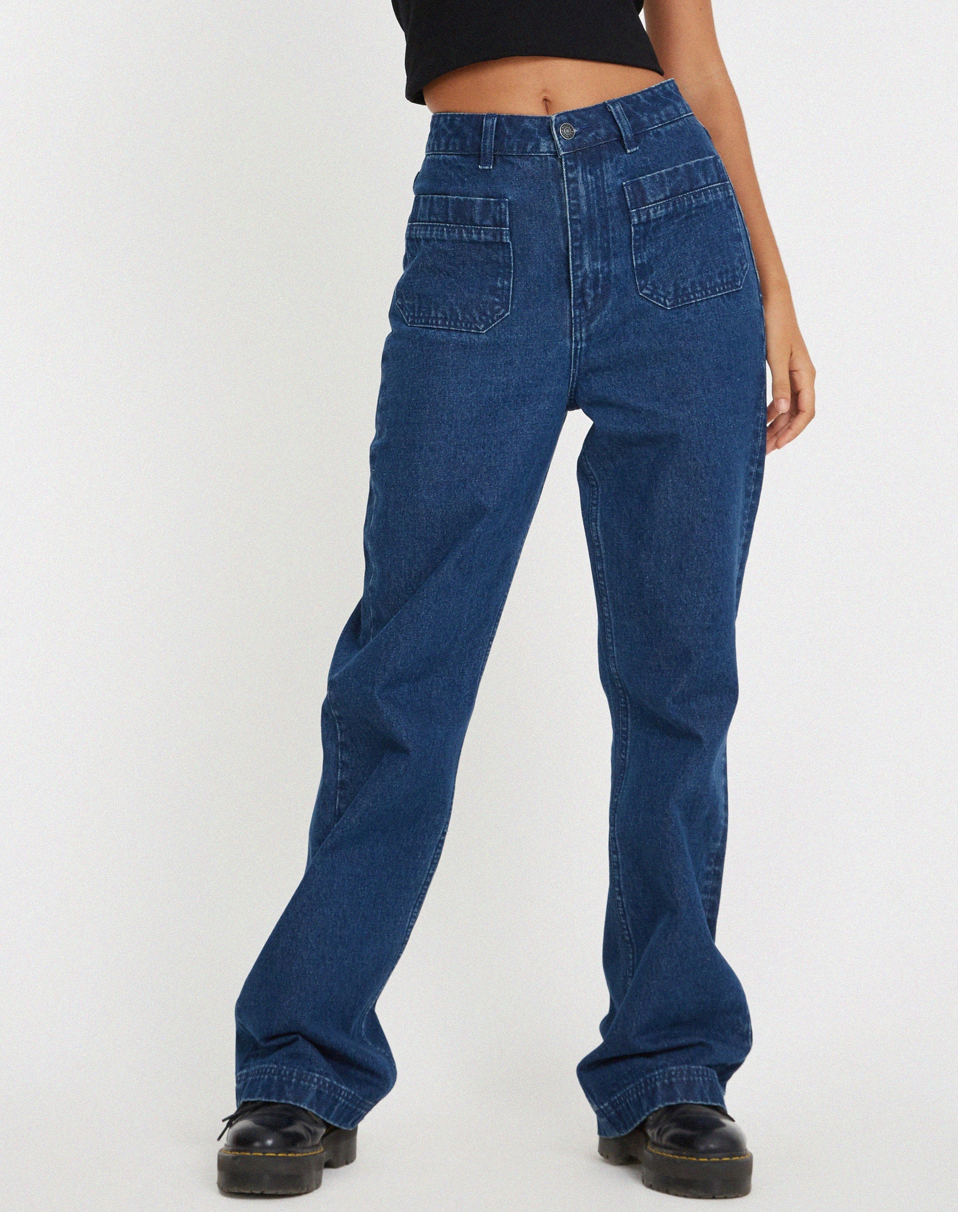 Imagen de Retro Pocket Flare Jeans in 90's Indigo