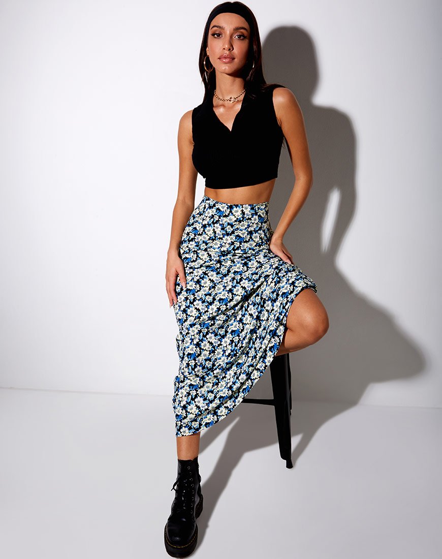 Maxifalda Sayan en azul aster