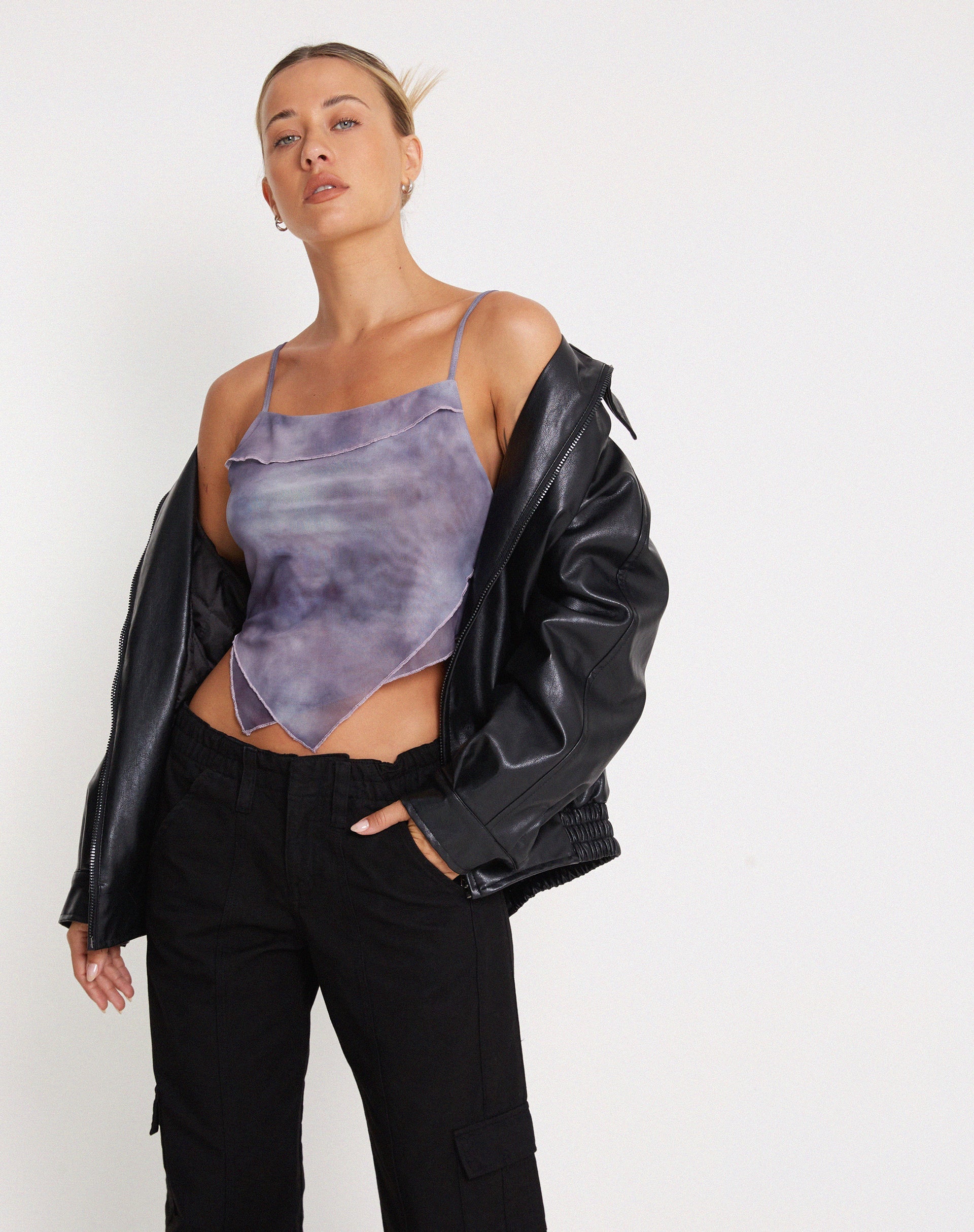 imagen de Shindu Printed Mesh Top in Smokey Gradients Purple