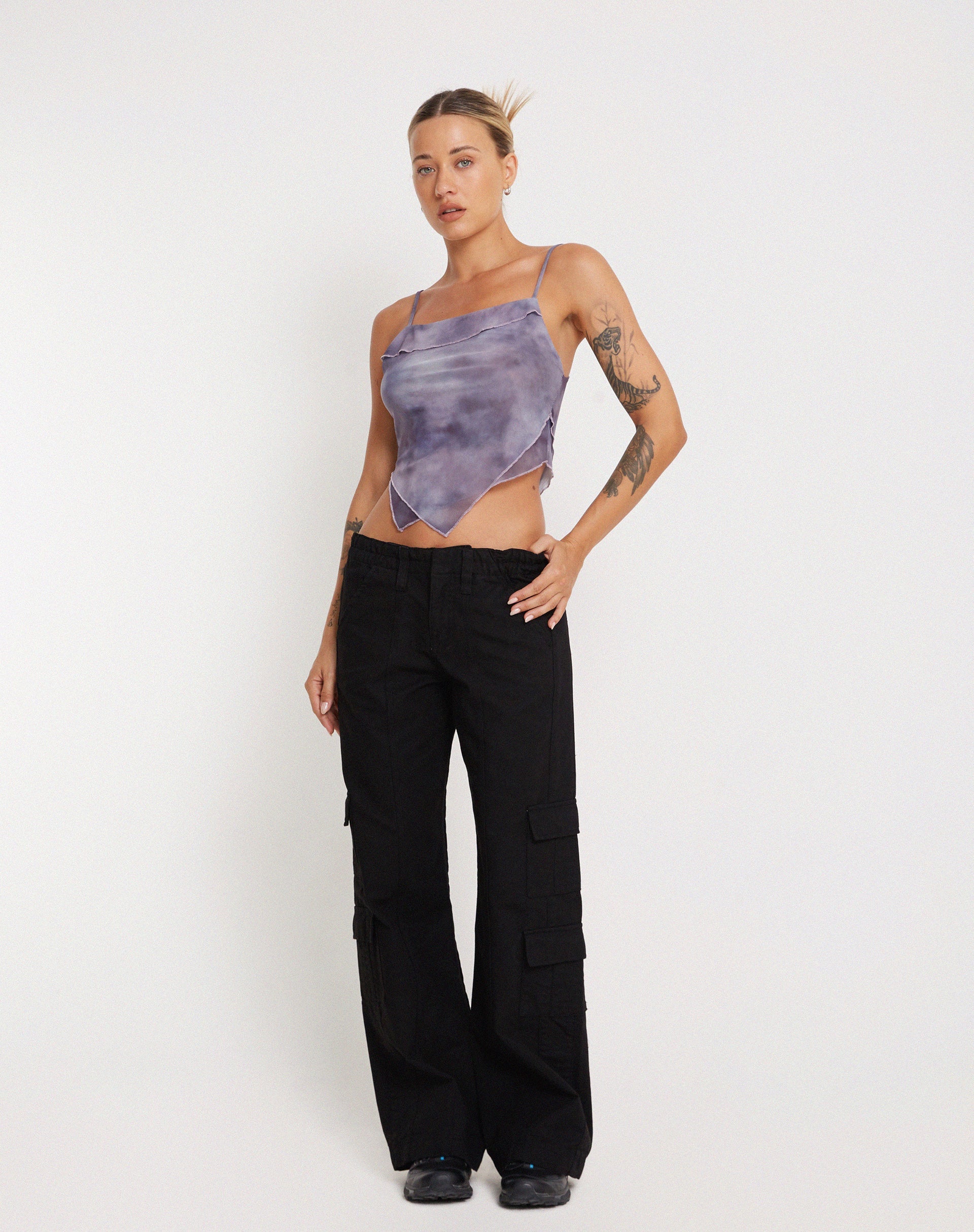 imagen de Shindu Printed Mesh Top in Smokey Gradients Purple