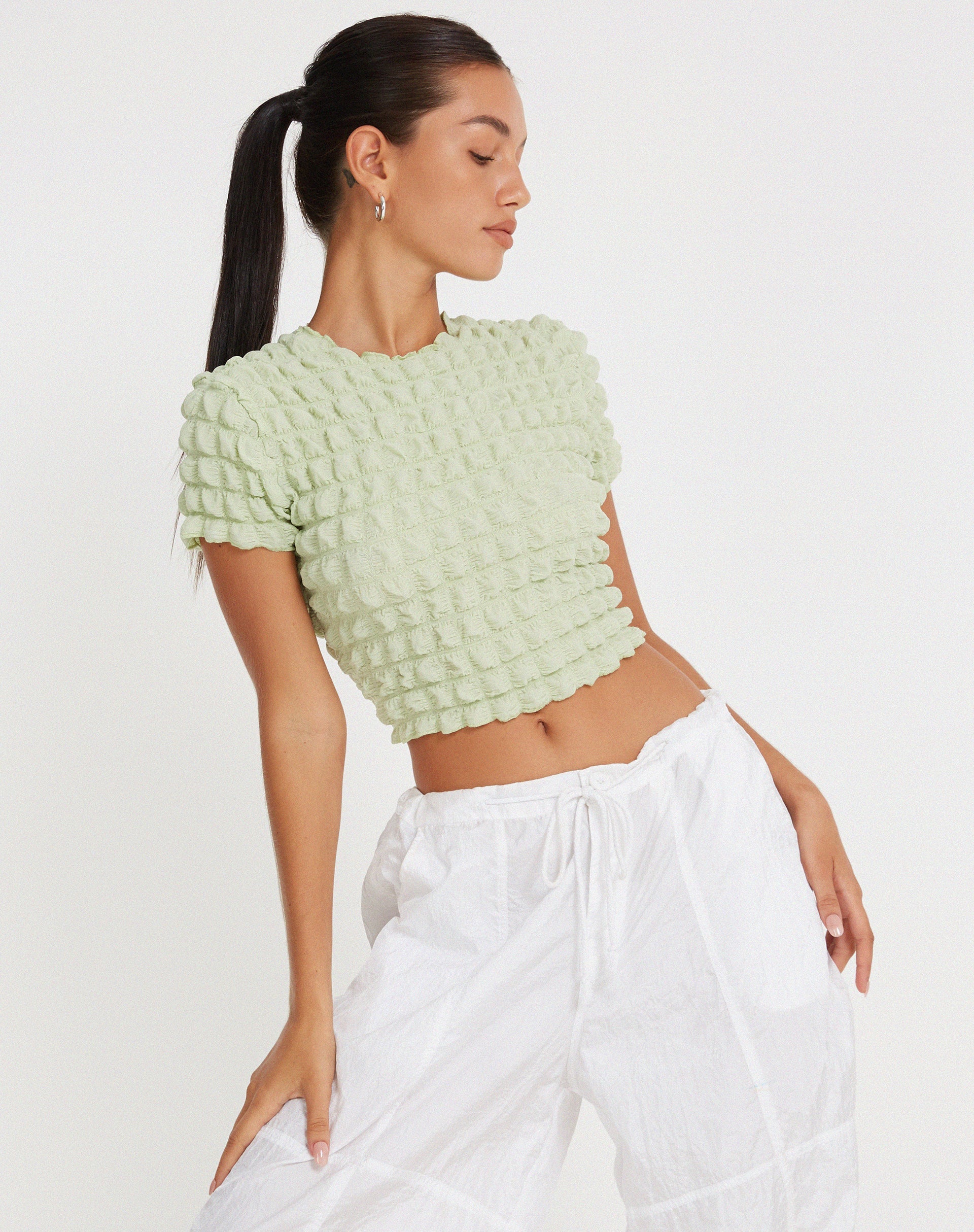 imagen de Shrunken Top en Big Bubble Jersey Pastel Lime