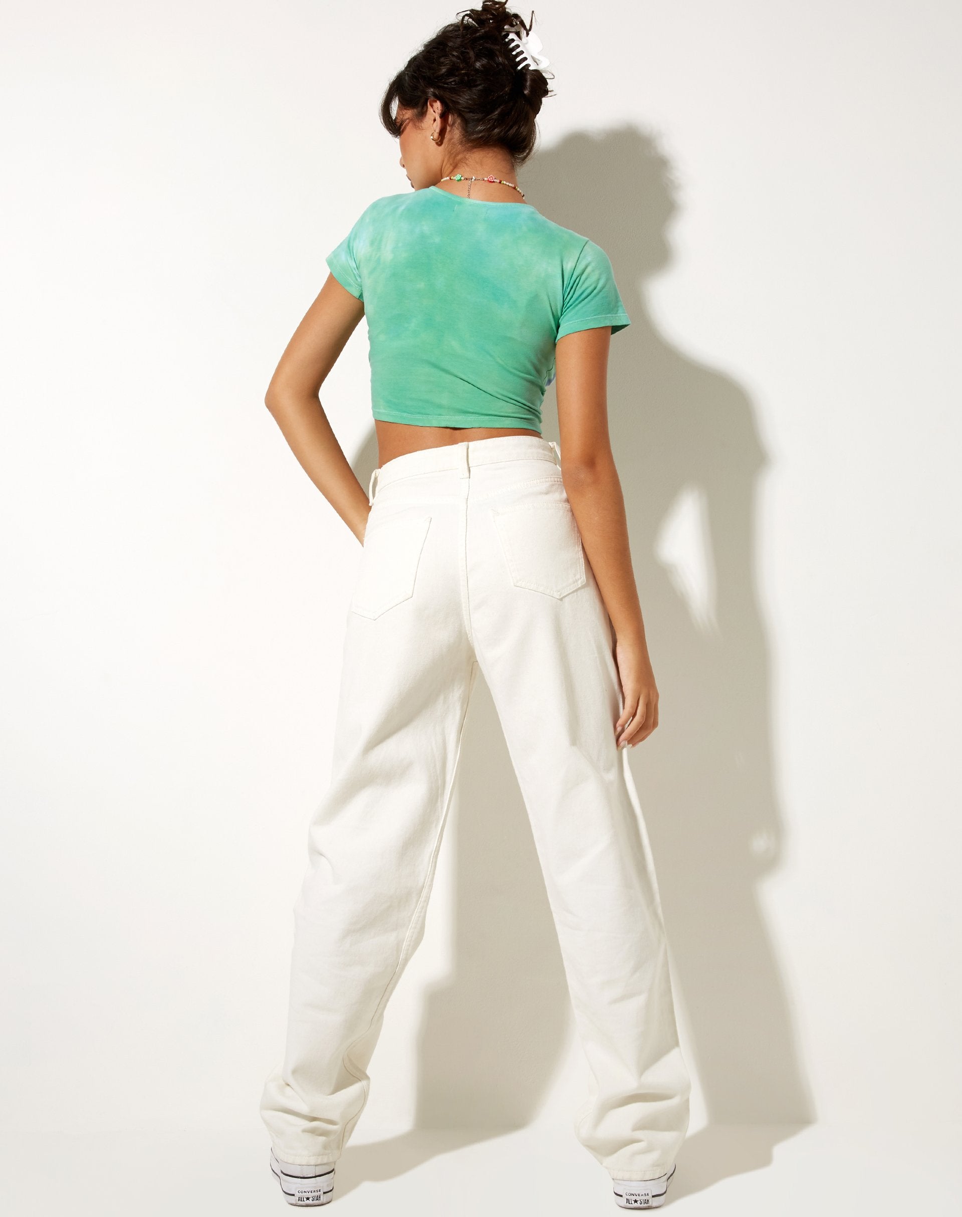 Imagen de Tindy Crop Top in Green Blue Flower Tie Dye