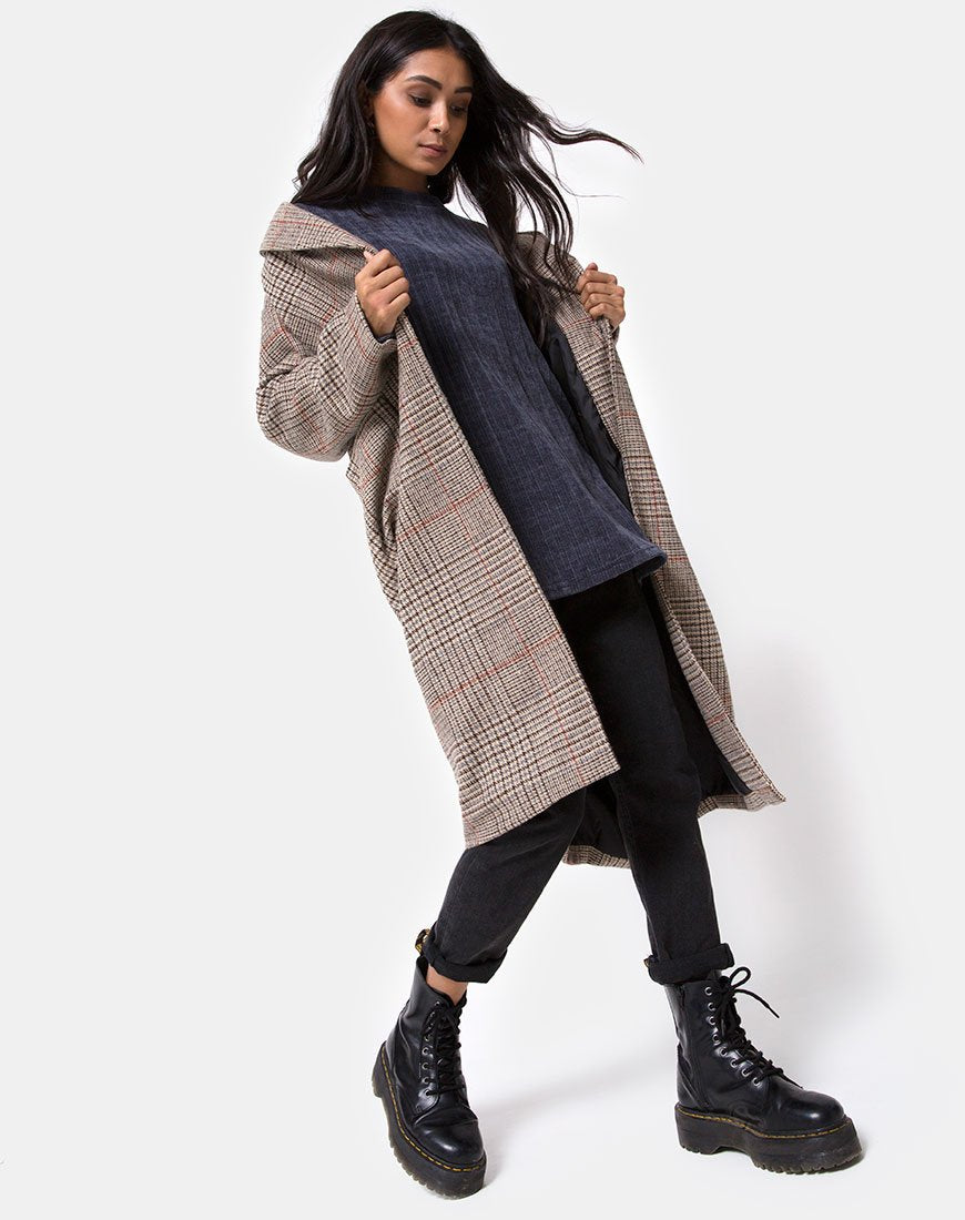 Imagen de Duster Longline Coat in Glenn Check Natural