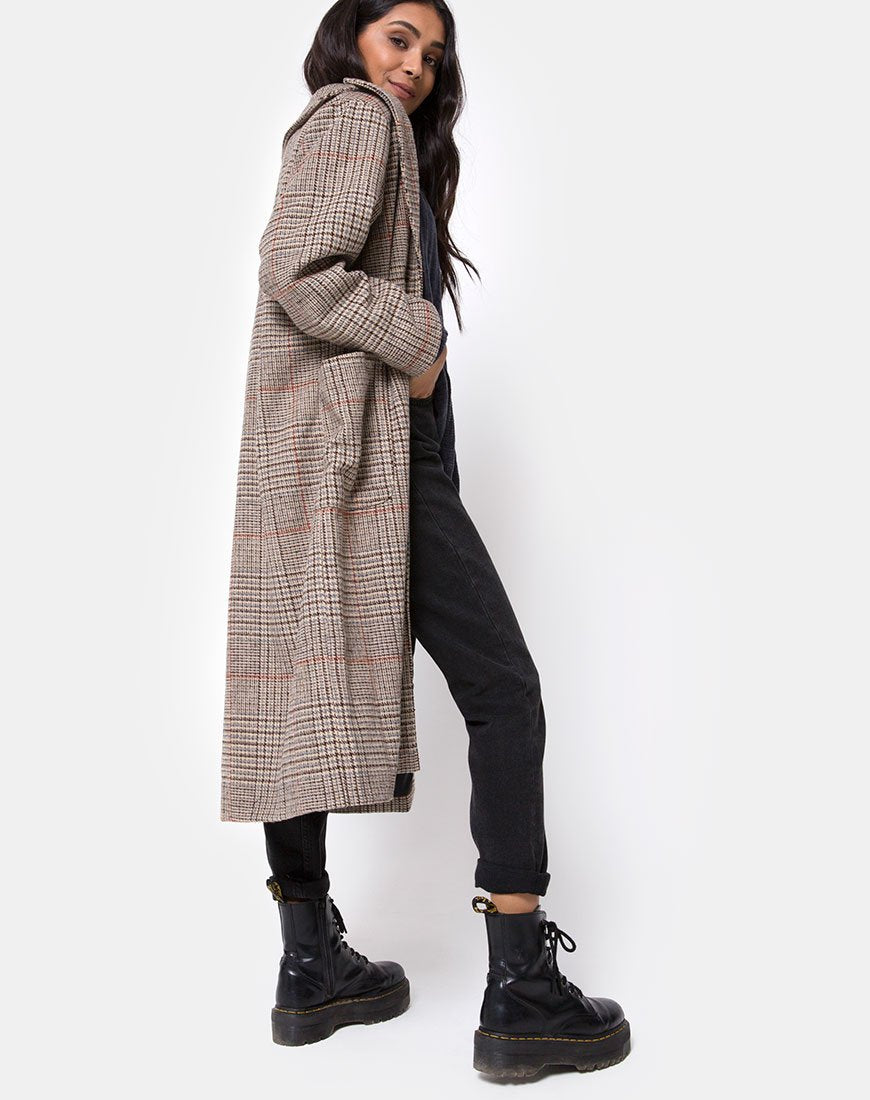 Imagen de Duster Longline Coat in Glenn Check Natural