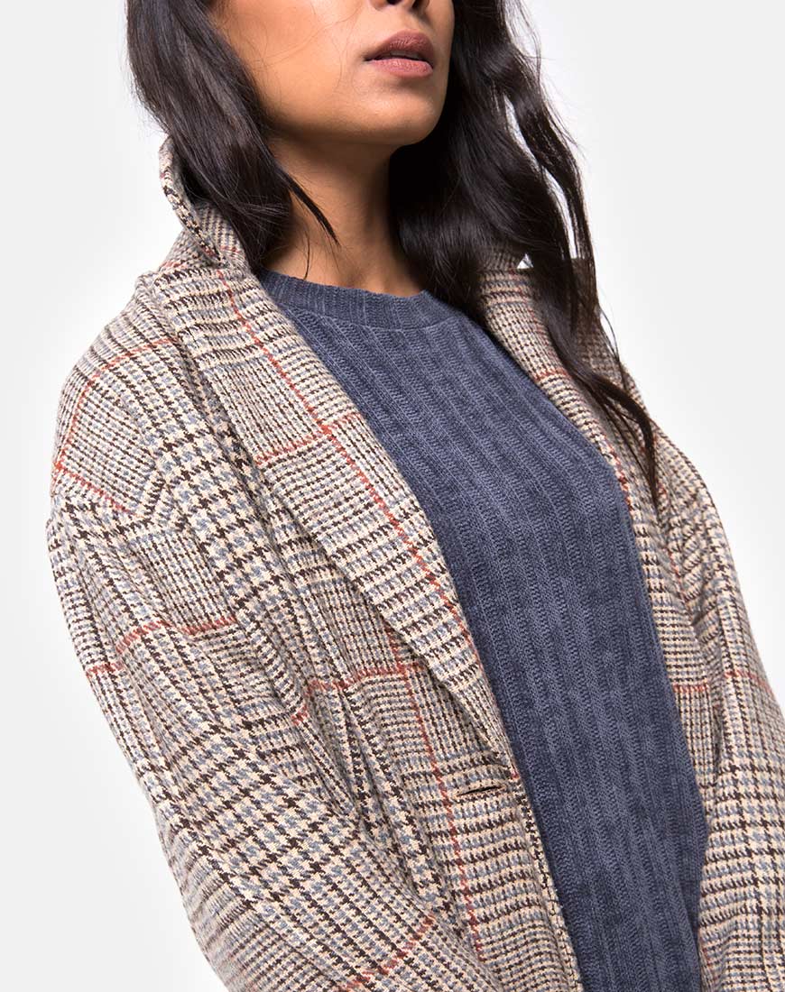 Imagen de Duster Longline Coat in Glenn Check Natural