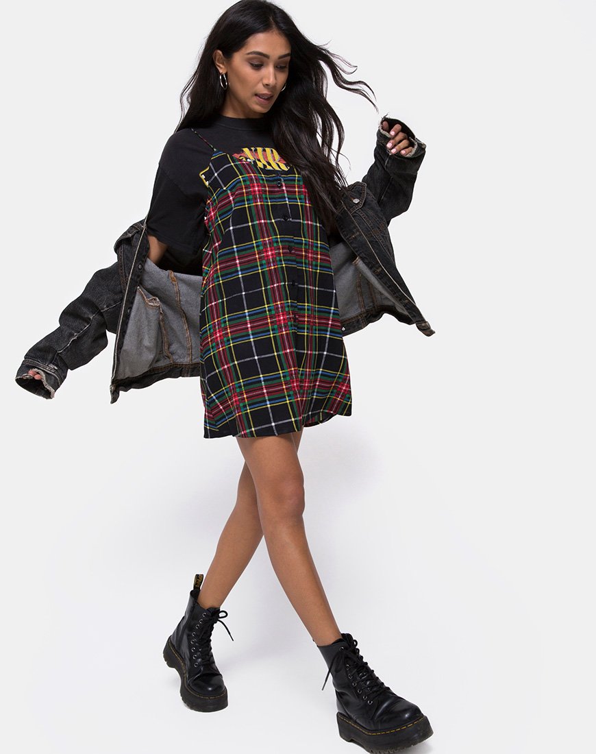Imagen de Sanna Slip Dress in Plaid Red Green Yellow and Black