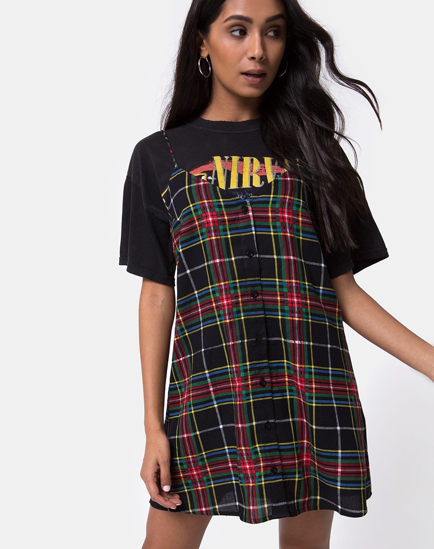 Imagen de Sanna Slip Dress in Plaid Red Green Yellow and Black