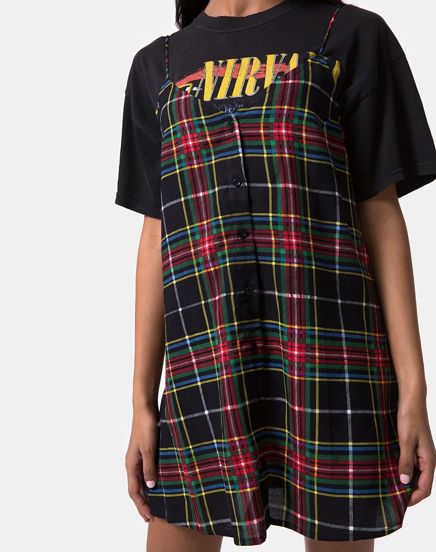 Imagen de Sanna Slip Dress in Plaid Red Green Yellow and Black