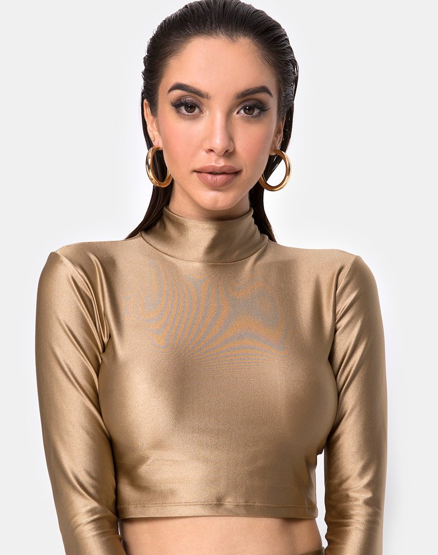 Top Rhala en nailon dorado