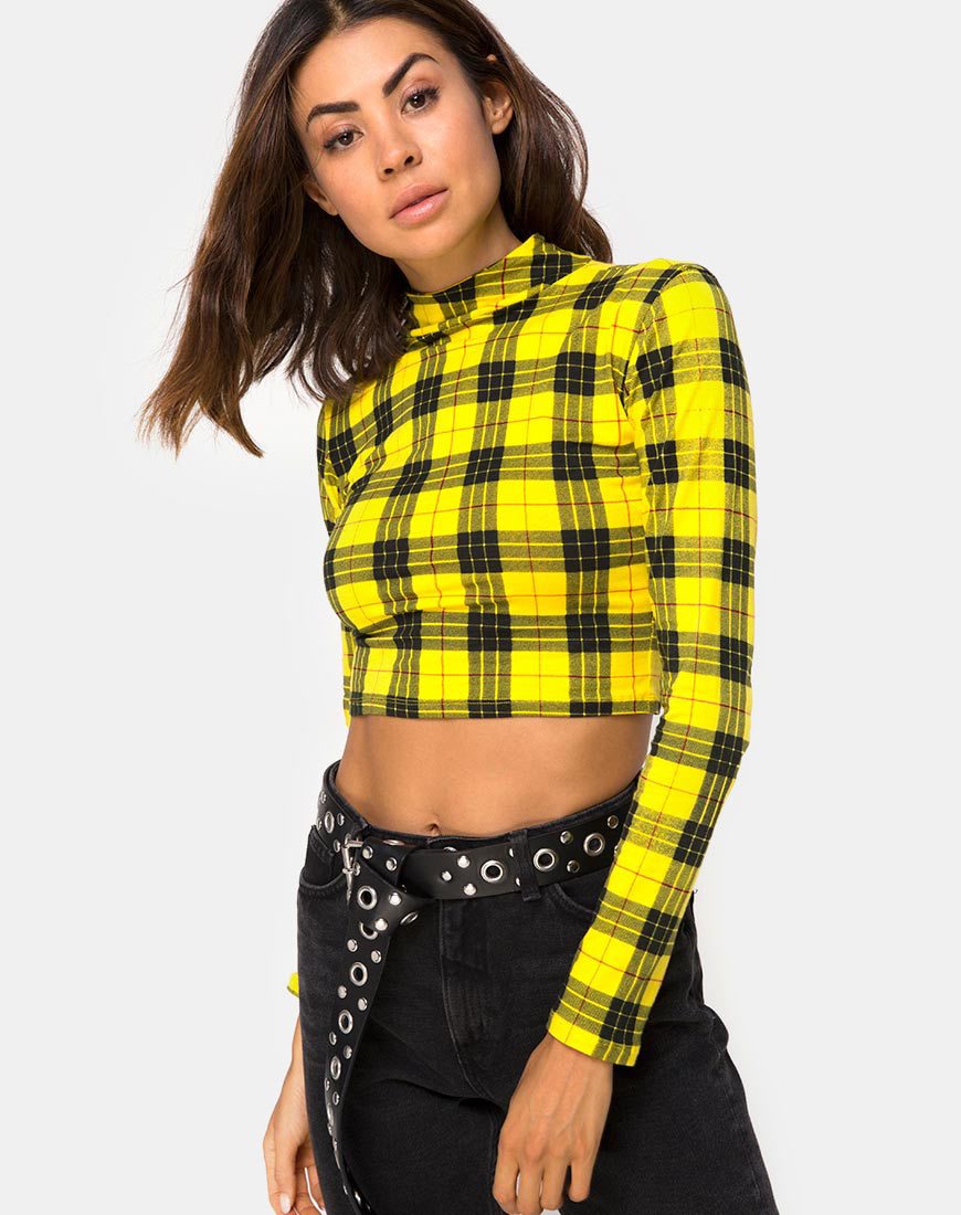 Blusa Rhala en cuadros amarillos de invierno