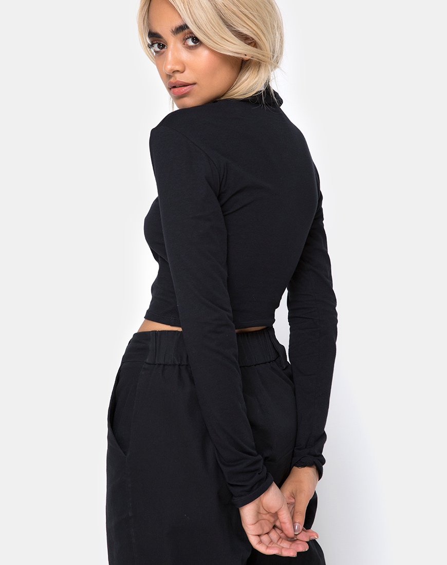 Rhala Crop Top en Tokio Techno Negro Embro