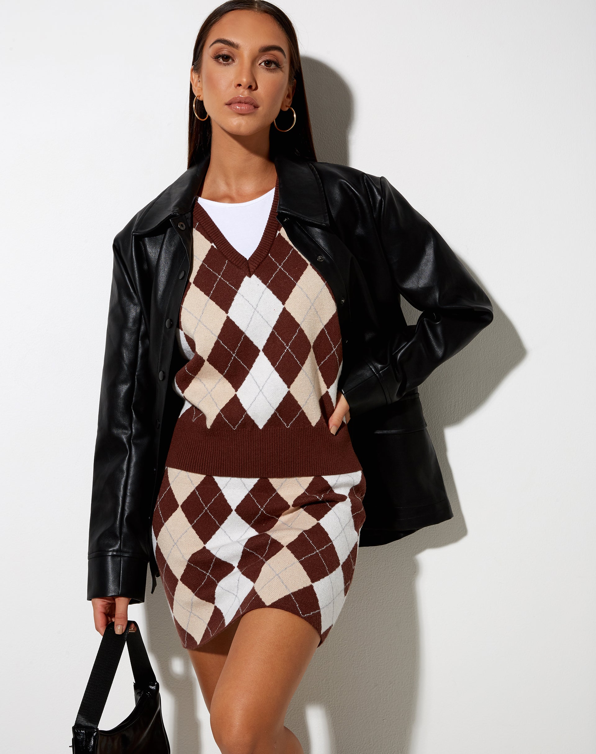 Imagen de Chaleco Sami de punto Argyle Tan