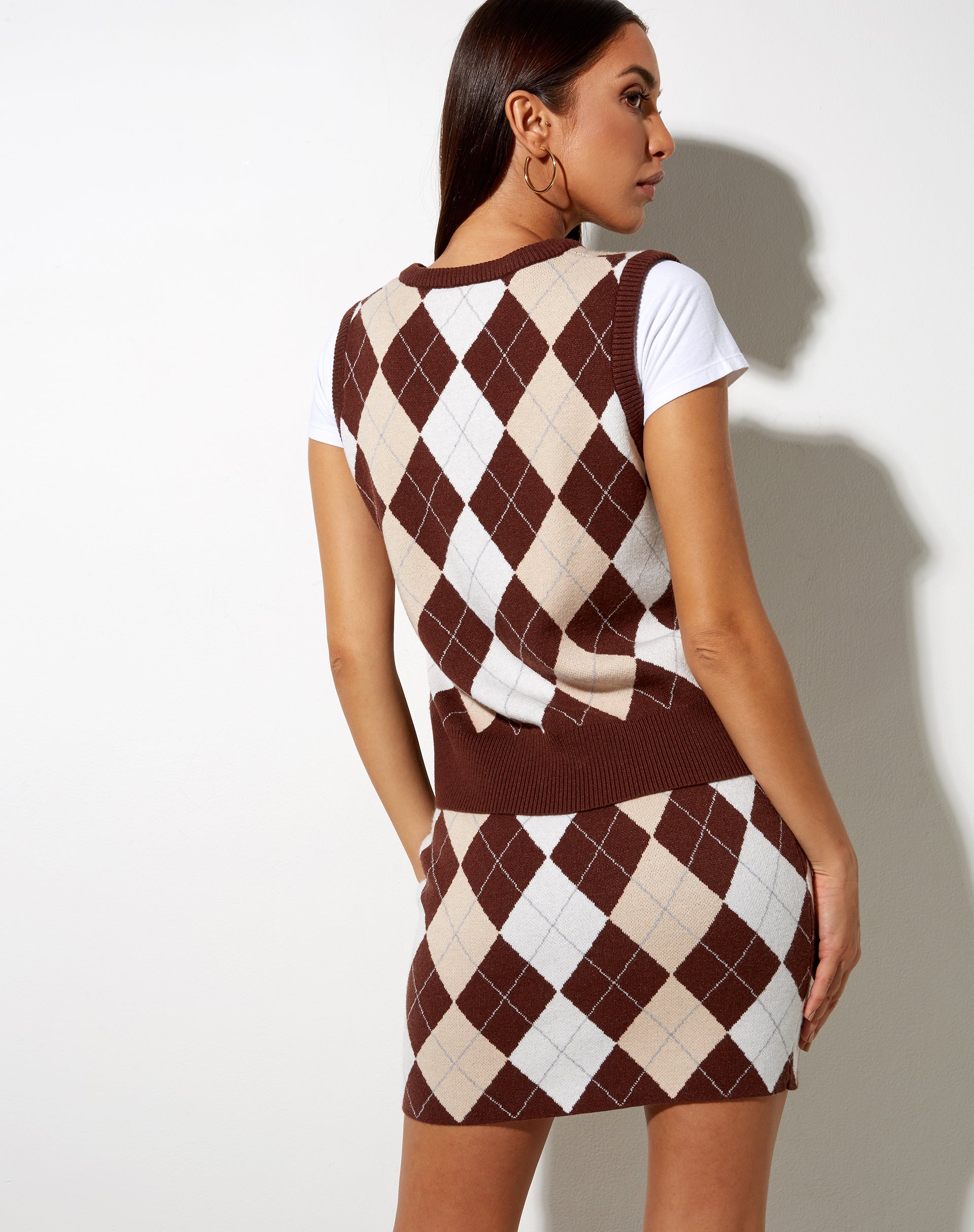 Imagen de Riani Minifalda de punto Argyle Tan