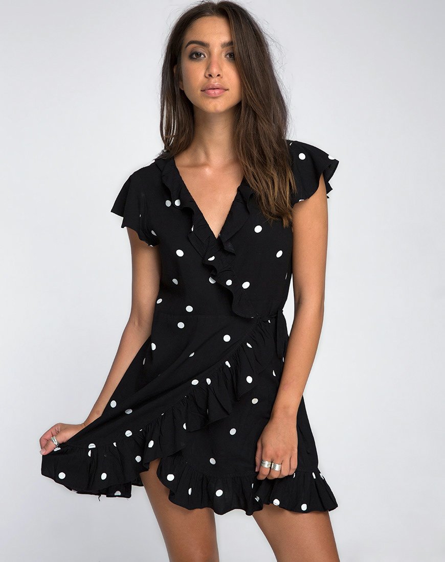 Vestido Rica Skater de lunares blancos y negros