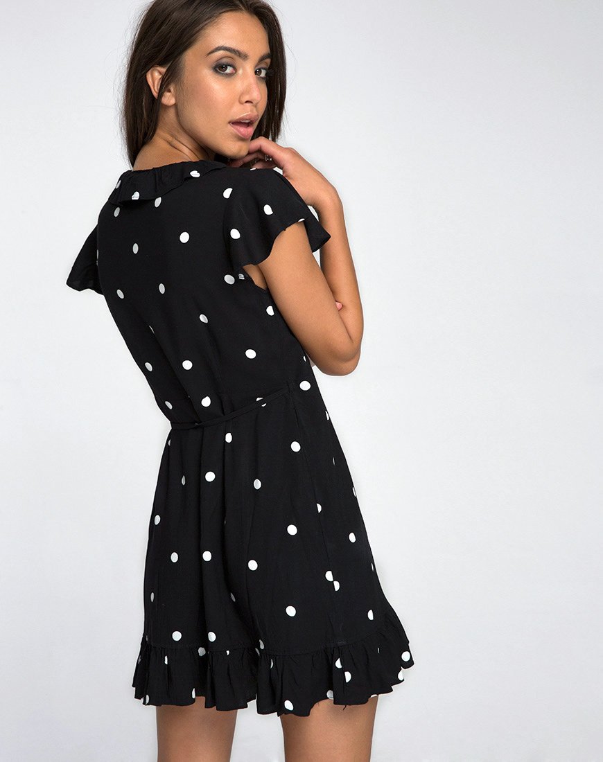 Imagen de Rica Skater Dress in Black and White Polkadot