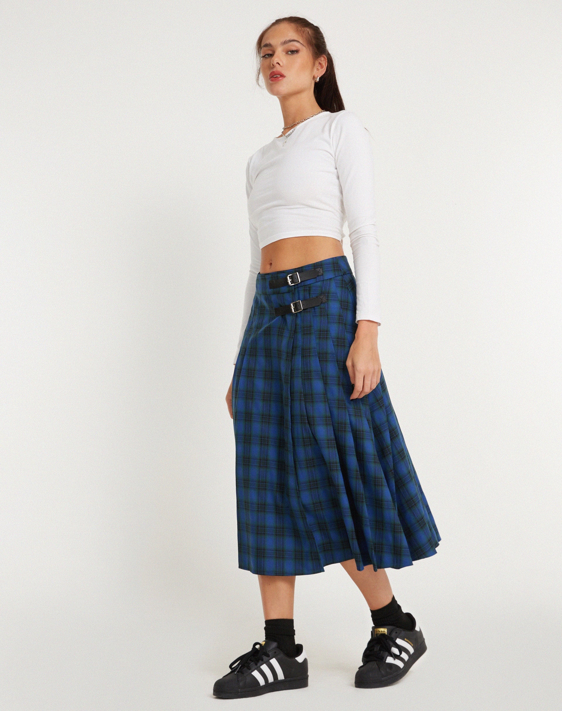 imagen de Rigifa Midi Skirt in Tartans Blue Grey
