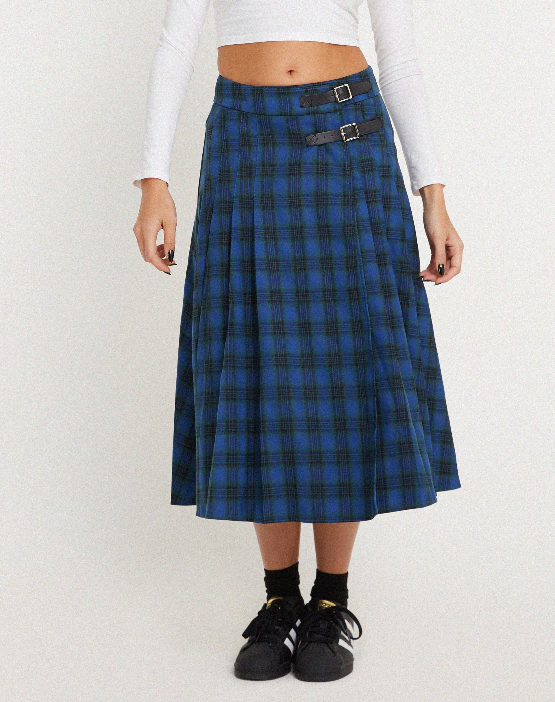 imagen de Rigifa Midi Skirt in Tartans Blue Grey