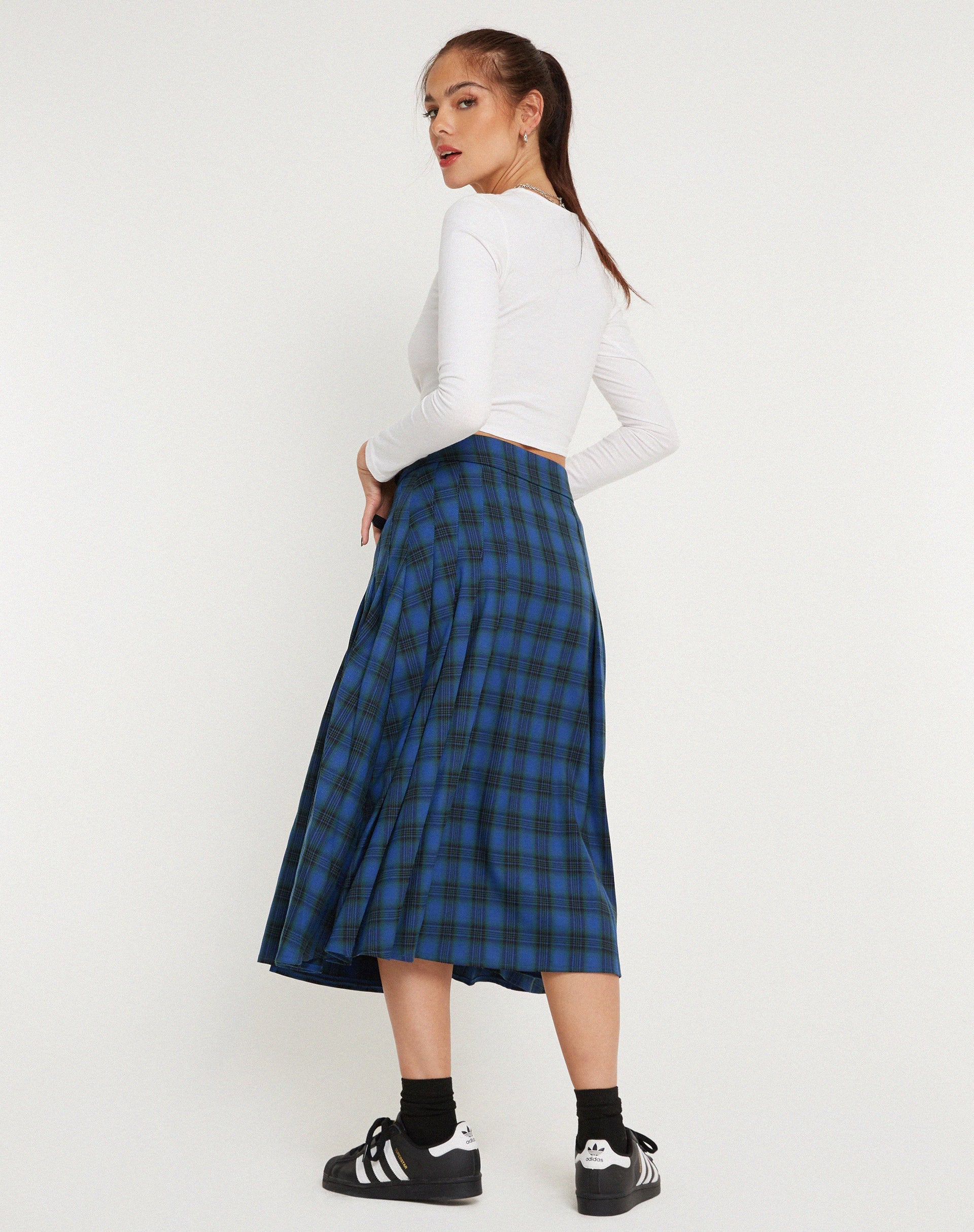 imagen de Rigifa Midi Skirt in Tartans Blue Grey