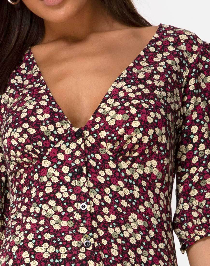 Imagen del Vestido Rigita en Floral Campo Ciruela