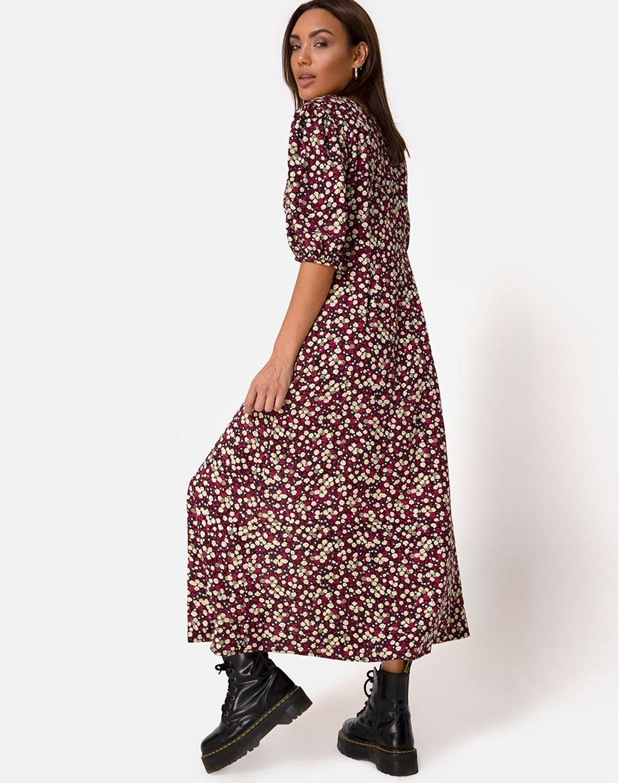 Imagen del Vestido Rigita en Floral Campo Ciruela